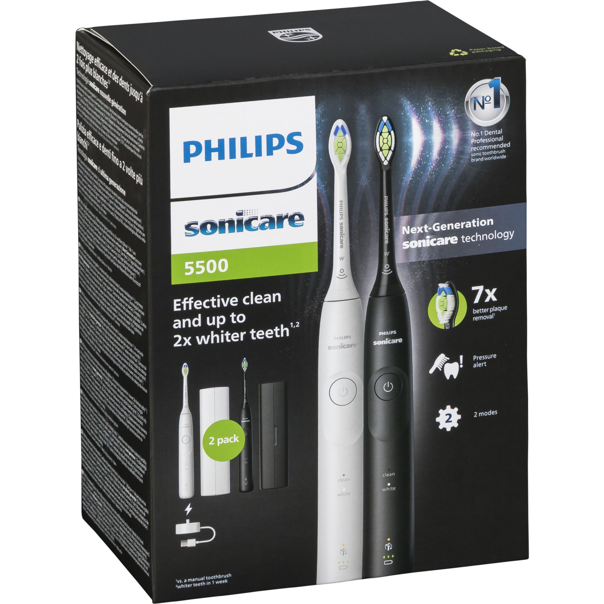 Elektrische Zahnbürste, Sonicare, Schallzahnbürste, 2er Pack, Weißtöne