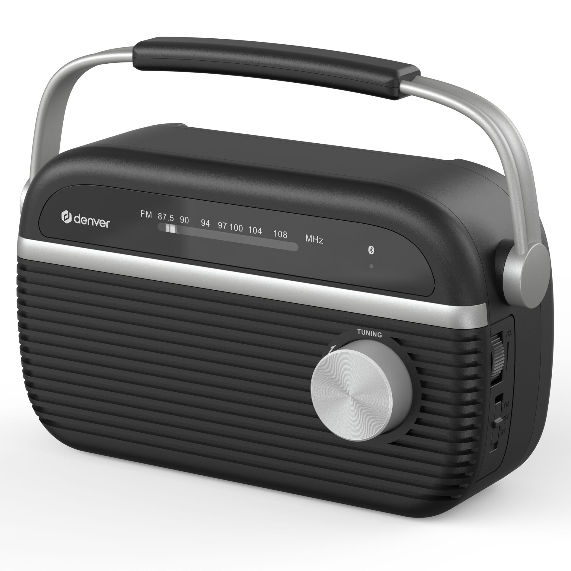 portables Radio, AM/FM Radio, Einstellknopf, schwarz Kunststoff, Griff/Halter