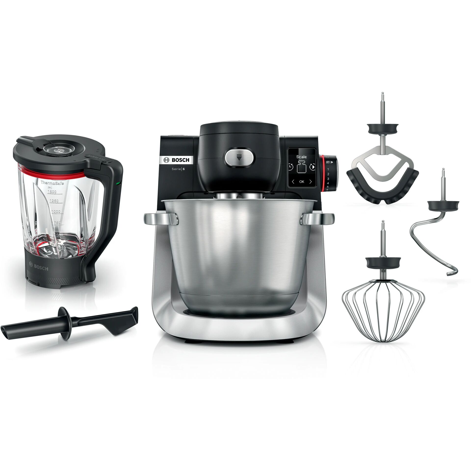 Küchenmaschine, Standmixer, Schüssel aus Edelstahl, Zubehör, Mixaufsätze