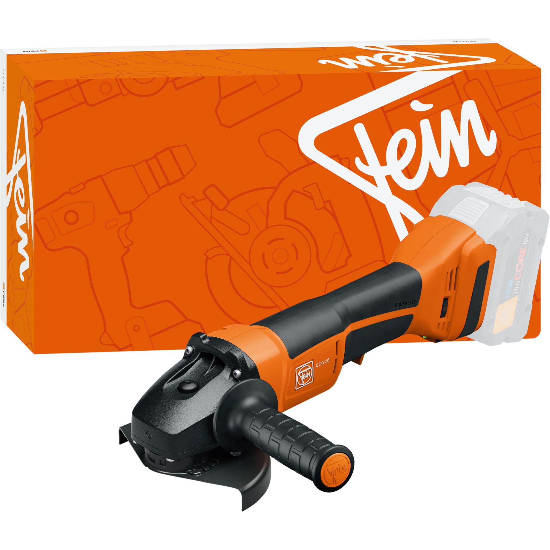 Schleifer, Akku, Brushless, Batterie, Orange/Schwarz