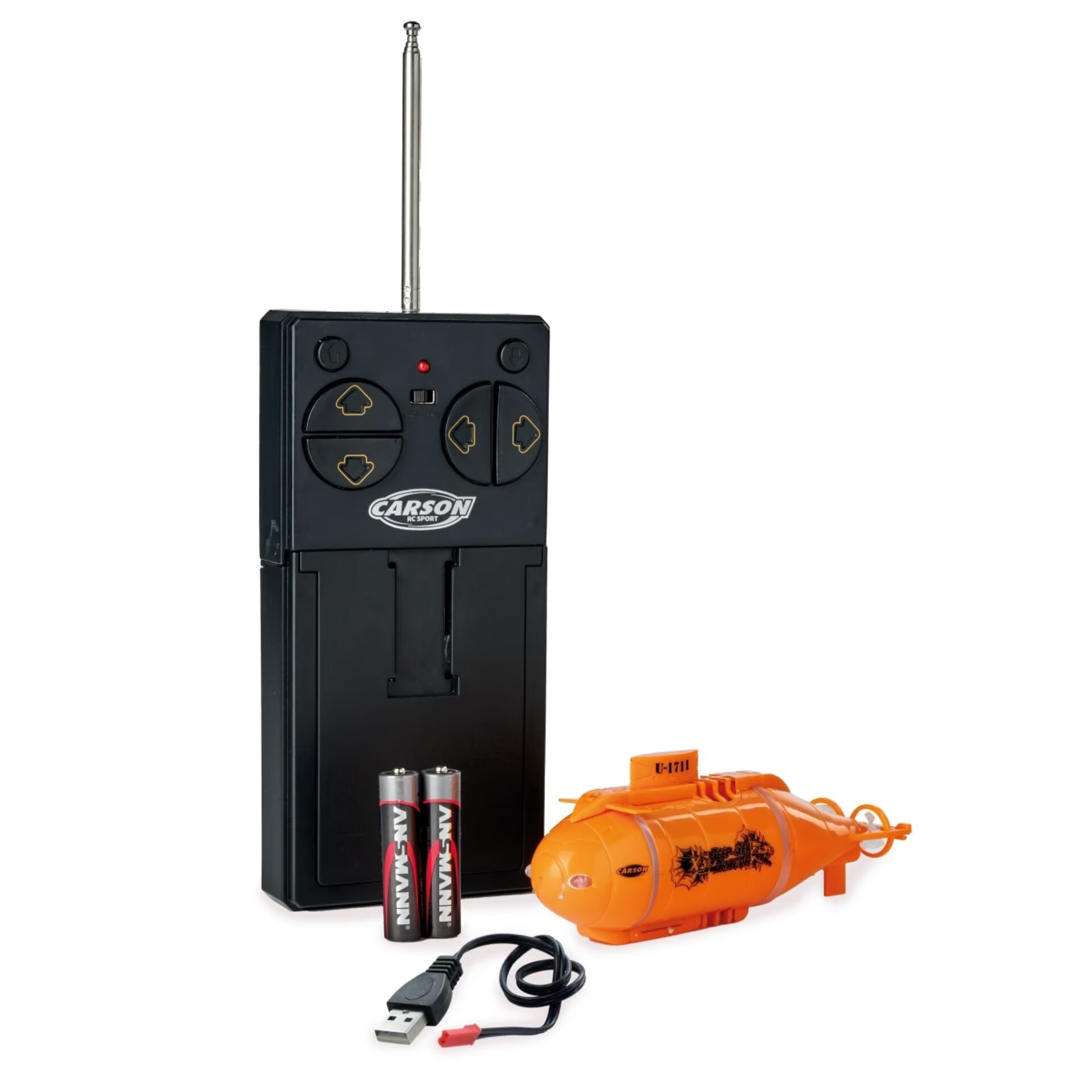 fernbedienung, RC-sender, Batterien, USB-kabel, unterwasser-gerät?