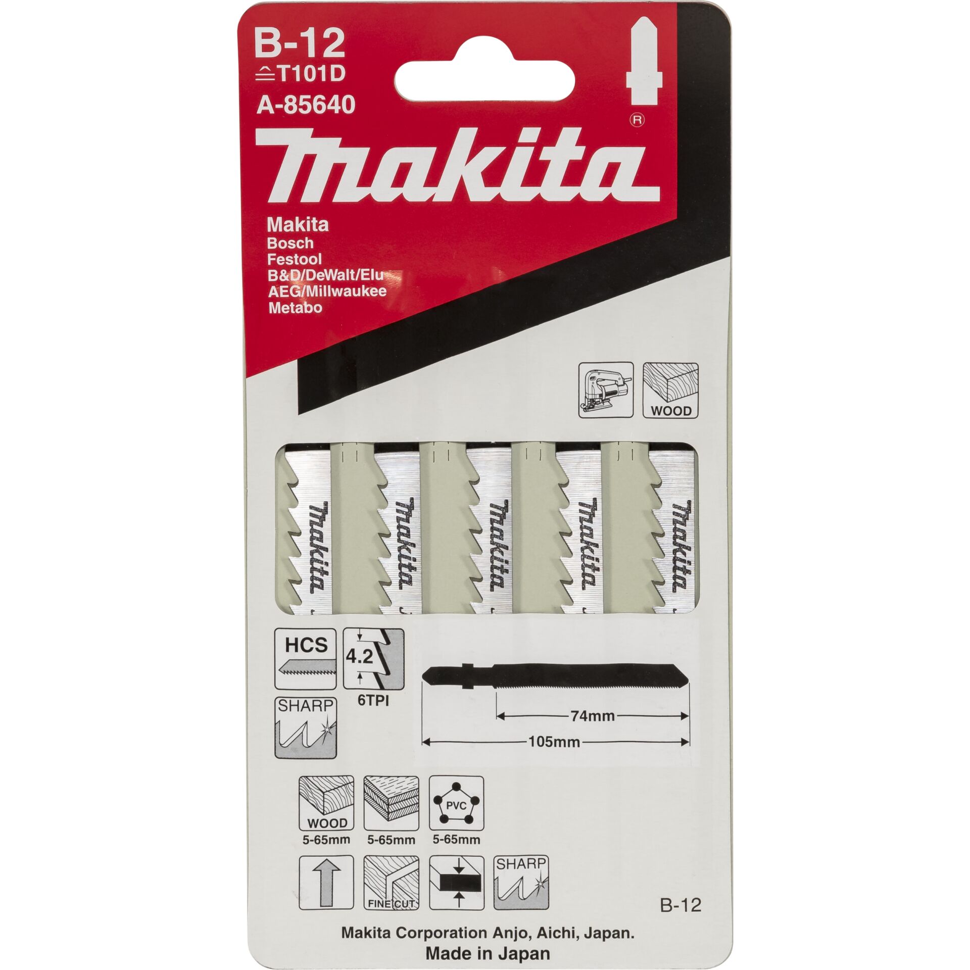 Makita A-85640  Stichsägeblatt B-12