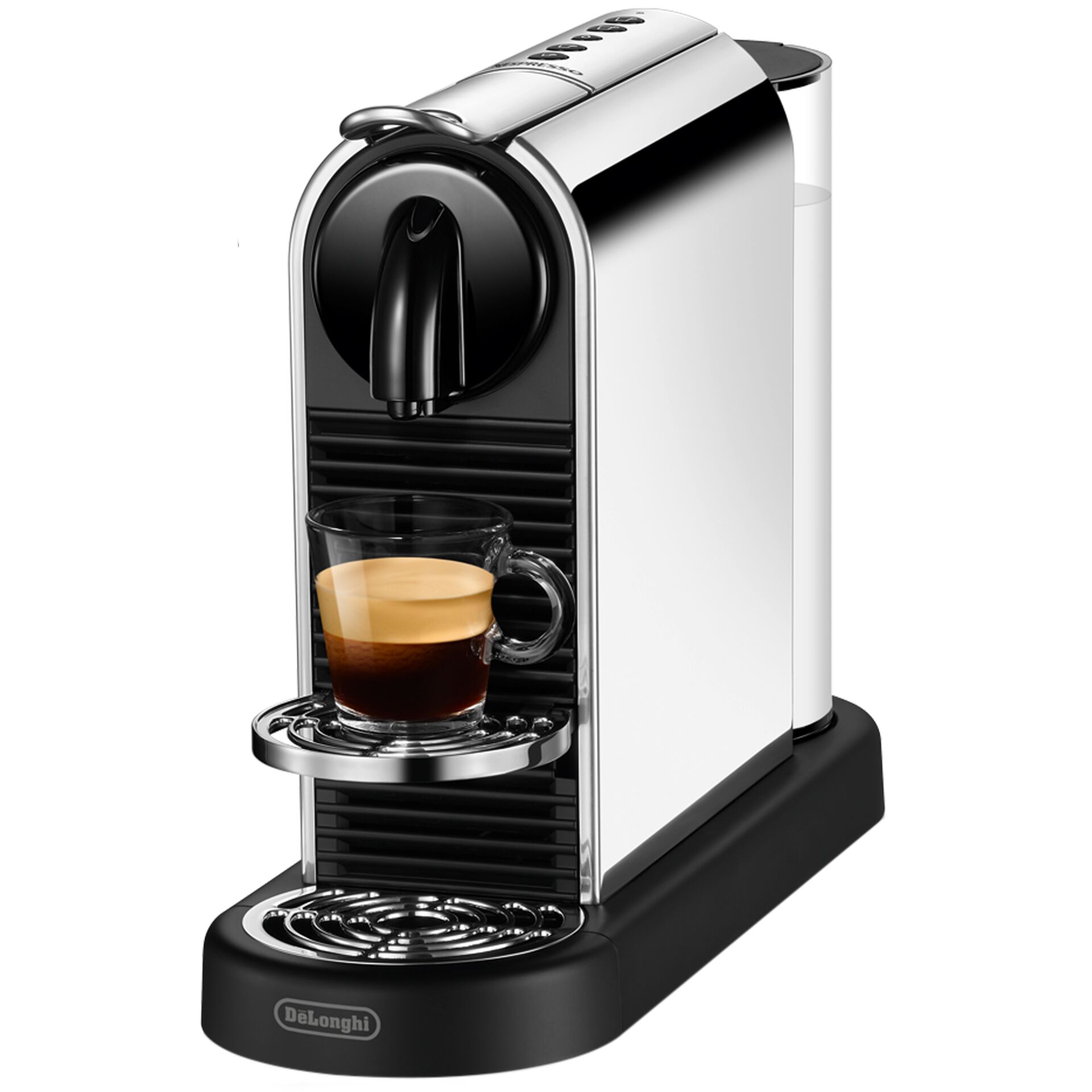 Pokal, Getränk, Kaffee, Kaffeetasse, Espresso, Kaffeemaschine, Espressomaschine, Kapselmaschine, Schwarz, Chrom, Espresso-Kaffeemaschine, Kaffeemaschine, Einzelportion-Kaffeemaschine, Chrom/Metall, Schwarz