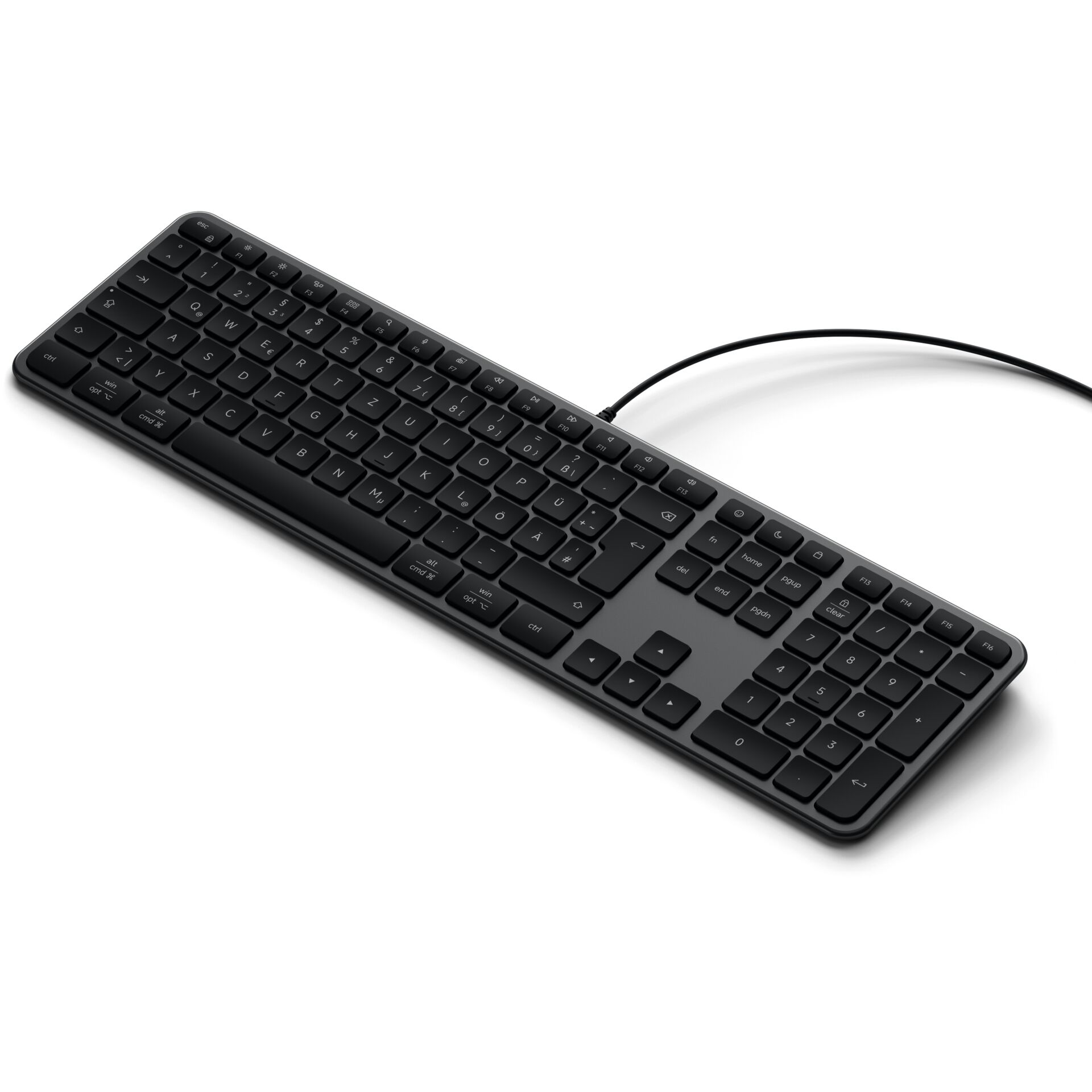 keyboard, wireless, USB-C, black, compact