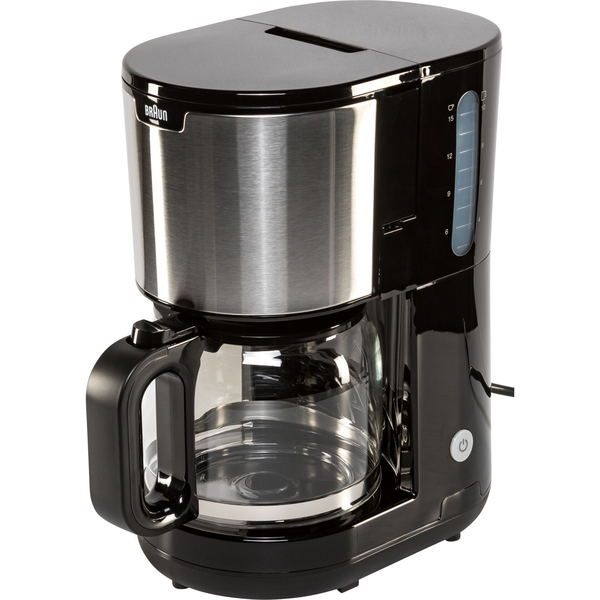 Pokal, Gerät, Elektrisches Gerät, Mischer, Kaffeemaschine, Filterkaffee, Glasbehälter, Edelstahloptik, Programmierbare Zeit/Timer?