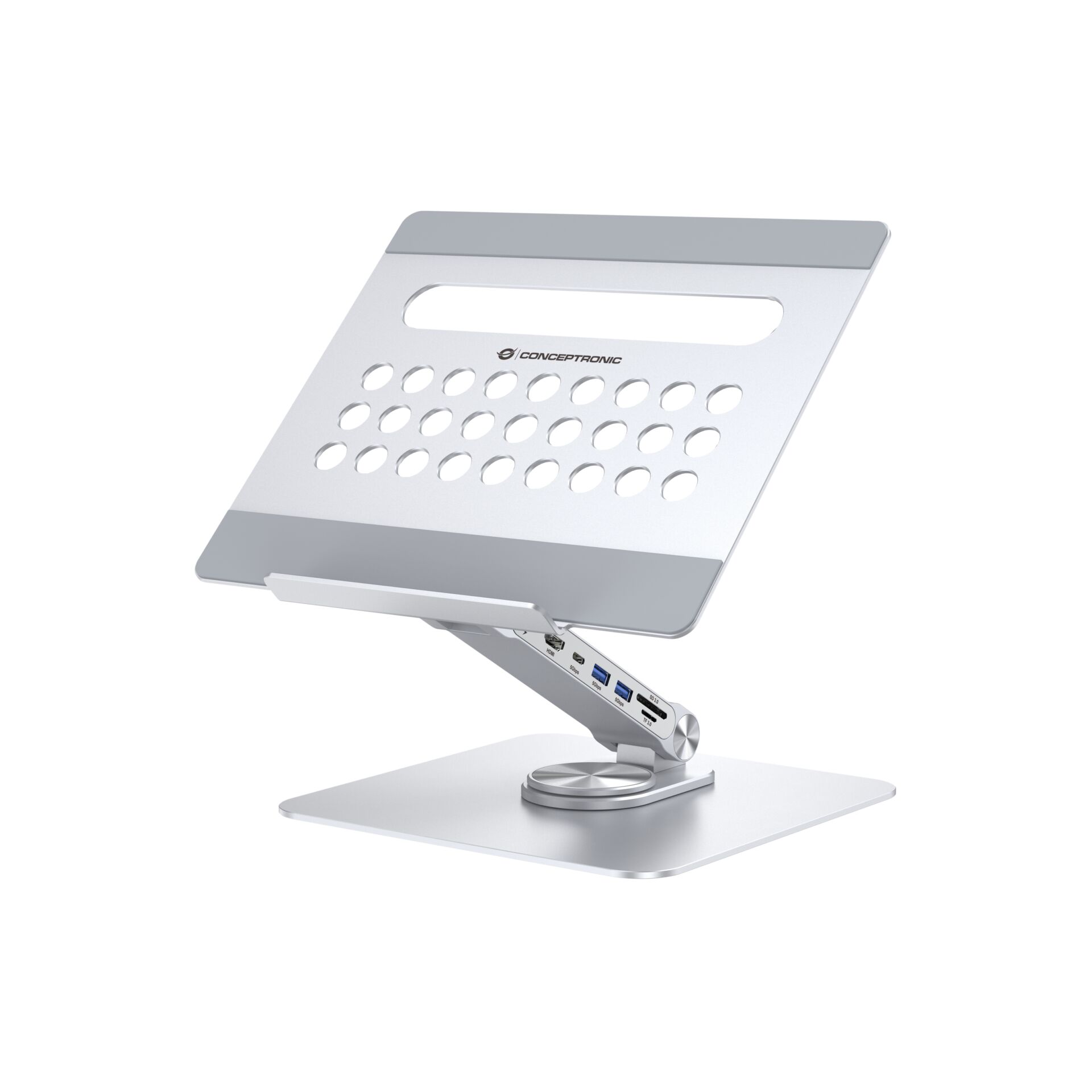 Laptop-Ständer,  verstellbarer Ständer,  durchbrochenes Muster,  Metall,  USB-Anschlüsse