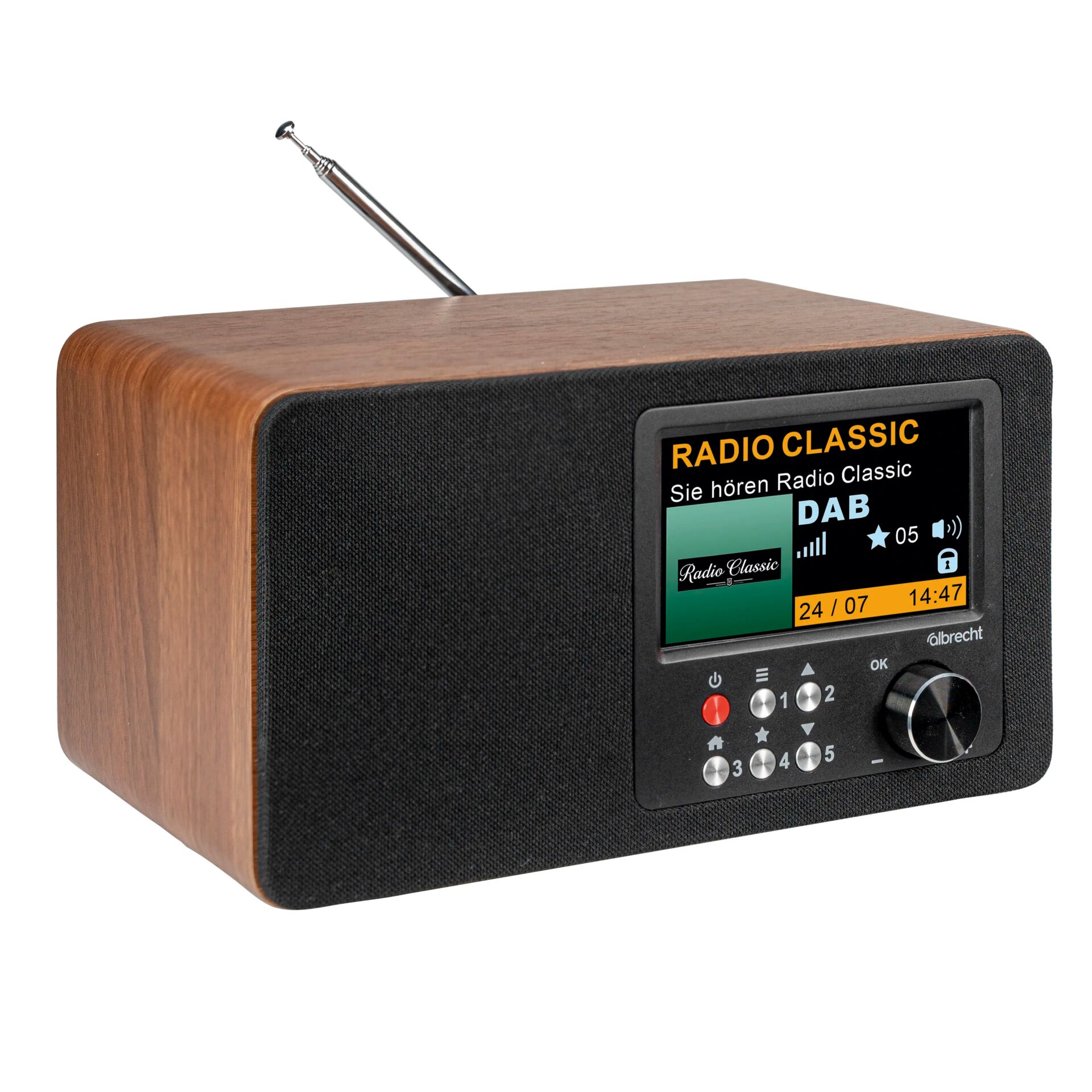 Radios, DAB, Großes Display, Holzgehäuse, Teleskopantenne