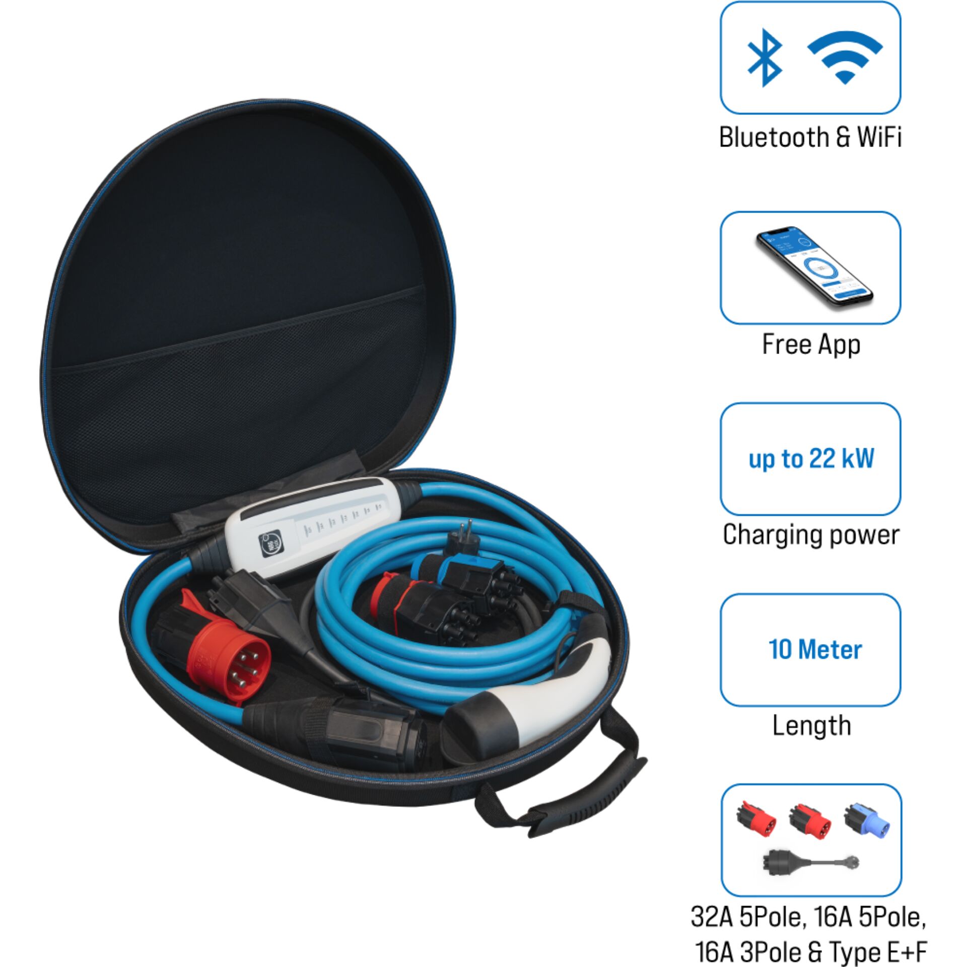 Elektrisches Gerät, Mikrophon, EV-Ladegerät, Ladekabel, 10 Meter, Bluetooth & WiFi, Case enthalten