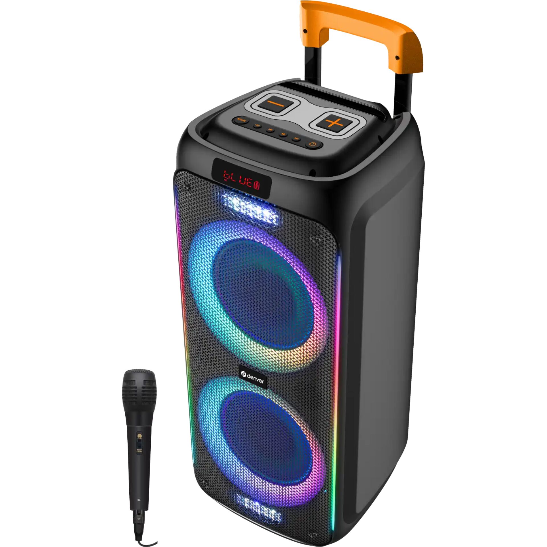 Tragbarer Lautsprecher, Bluetooth Lautsprecher, RGB Beleuchtung, Karaoke-Lautsprecher tragbar, Mikrofon inklusive