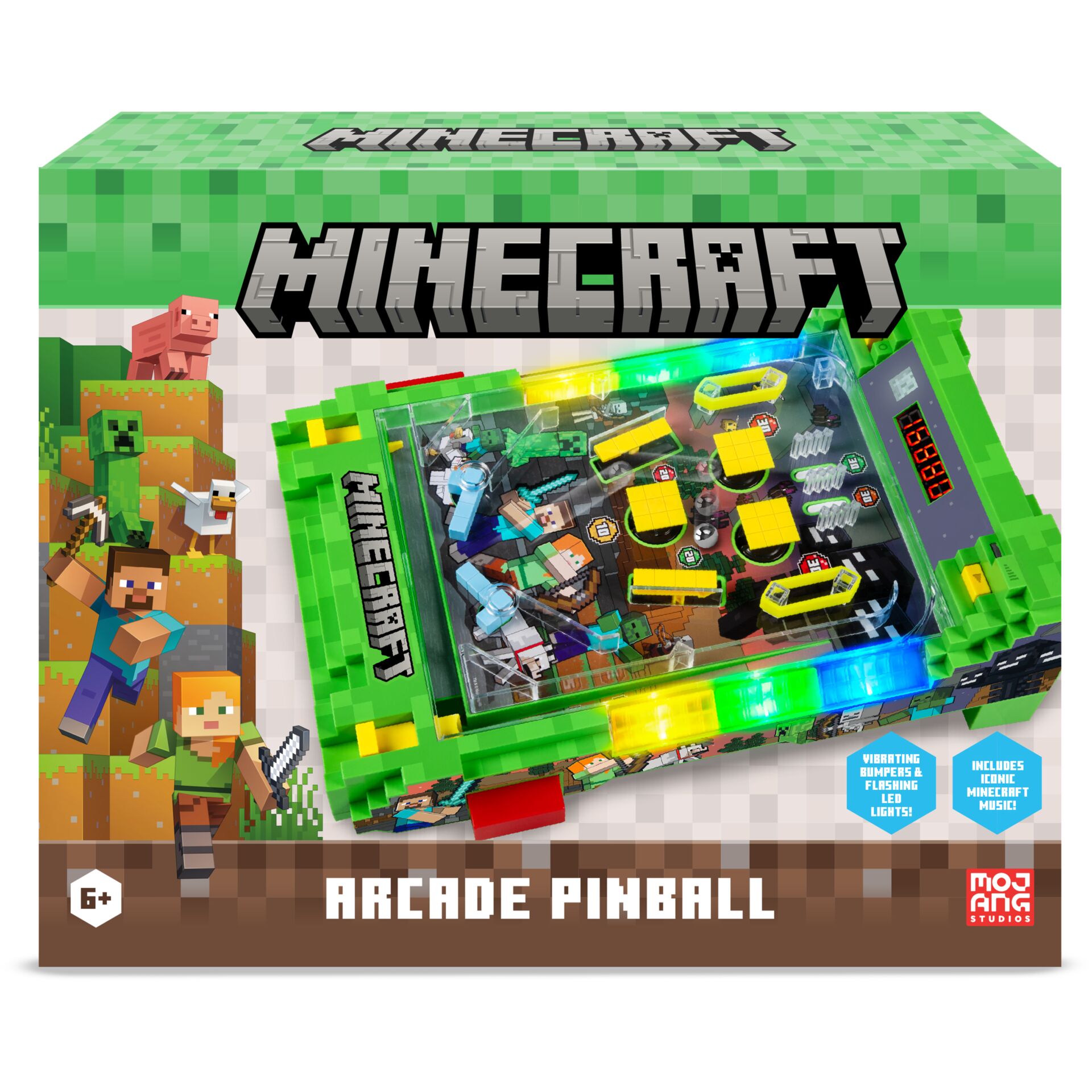 Lego, Arcade Spiel, Kugelbahn, Grüne Konsole, Pixel-Design, Minecraft, Arcade, Pinball, LED-Lichter, Spielzeug