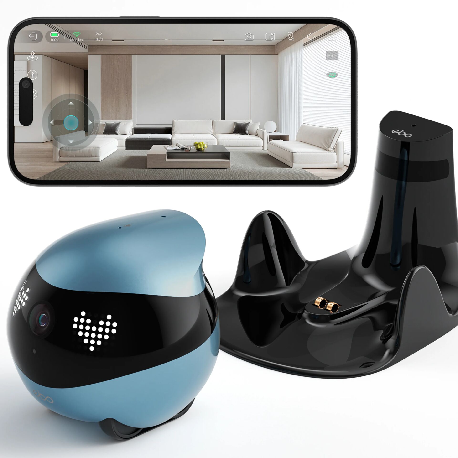 VR-Headset, Robotervakuum, Mobiles Bildschirm, Smart-Home,  Broschüre Bild