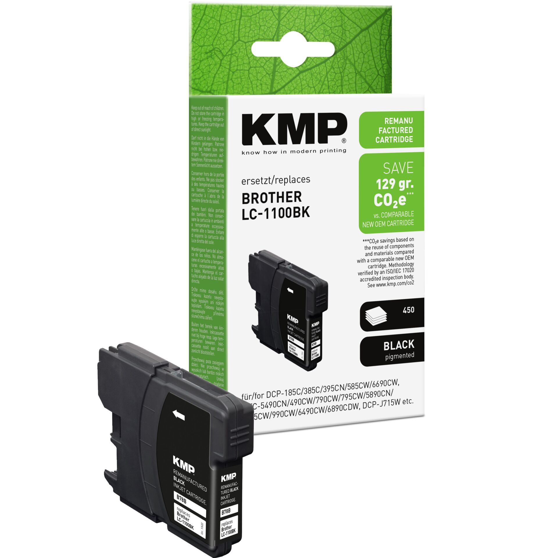 Adapter, Elektronik, Stecker, QR Code, Tintenpatrone, Druckerpatrone, LC-1100BK, Schwarzpigmenttinte, KMP