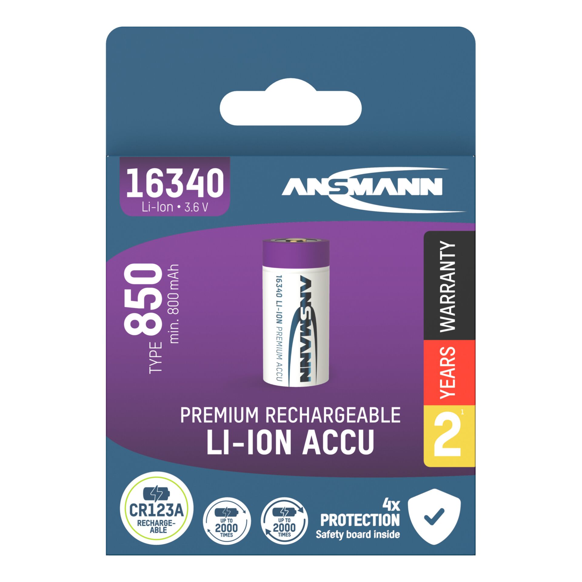 Ansmann 16340 Li-Ion Akku 850mAh  3,6V Standard-Version  1300-0017