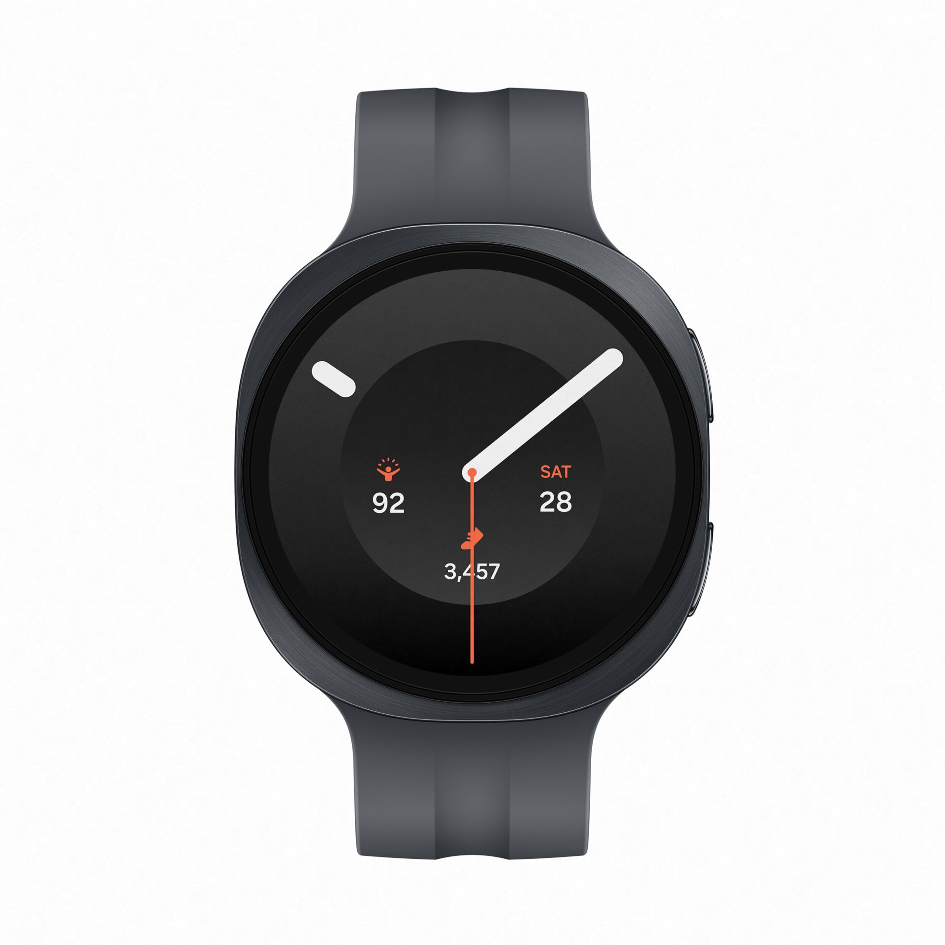 smartwatch, digital display, silicone strap, round face, dunkelgrau