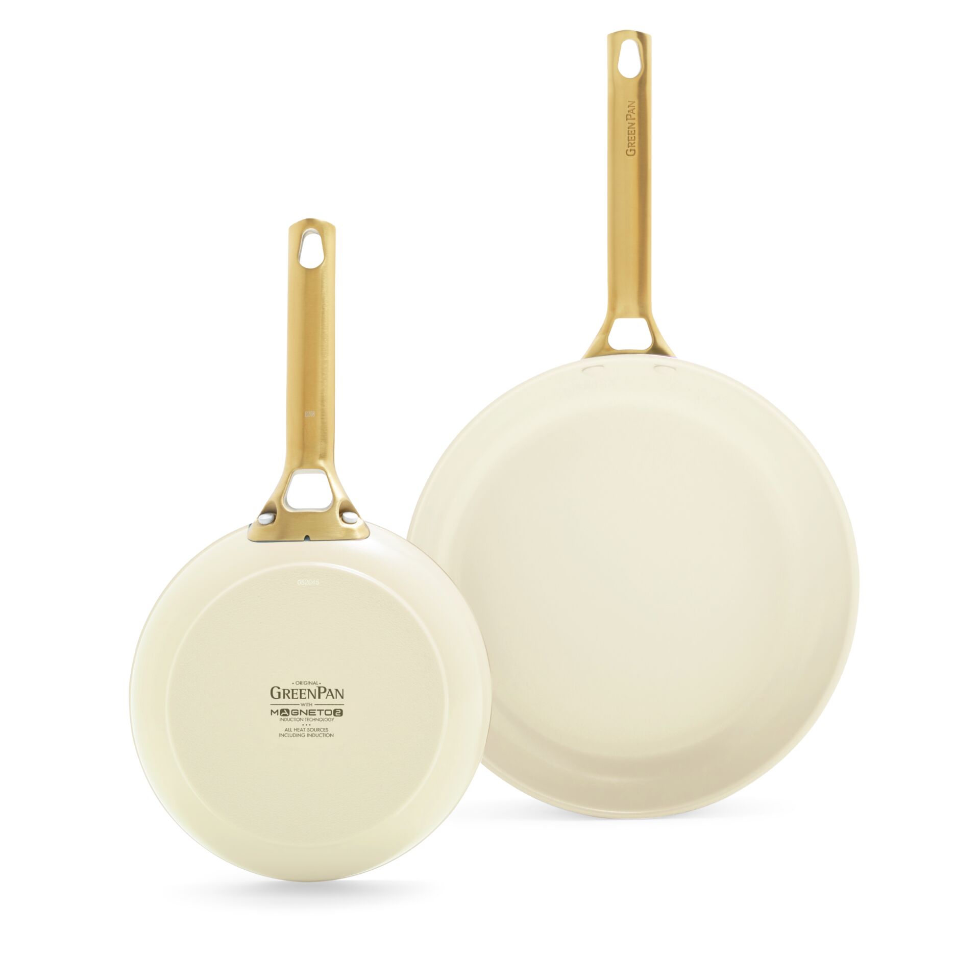 Pfannenset, Goldfarbig, Beschichtete Pfannen, Handgriff gold, Kochgeschirr-Set