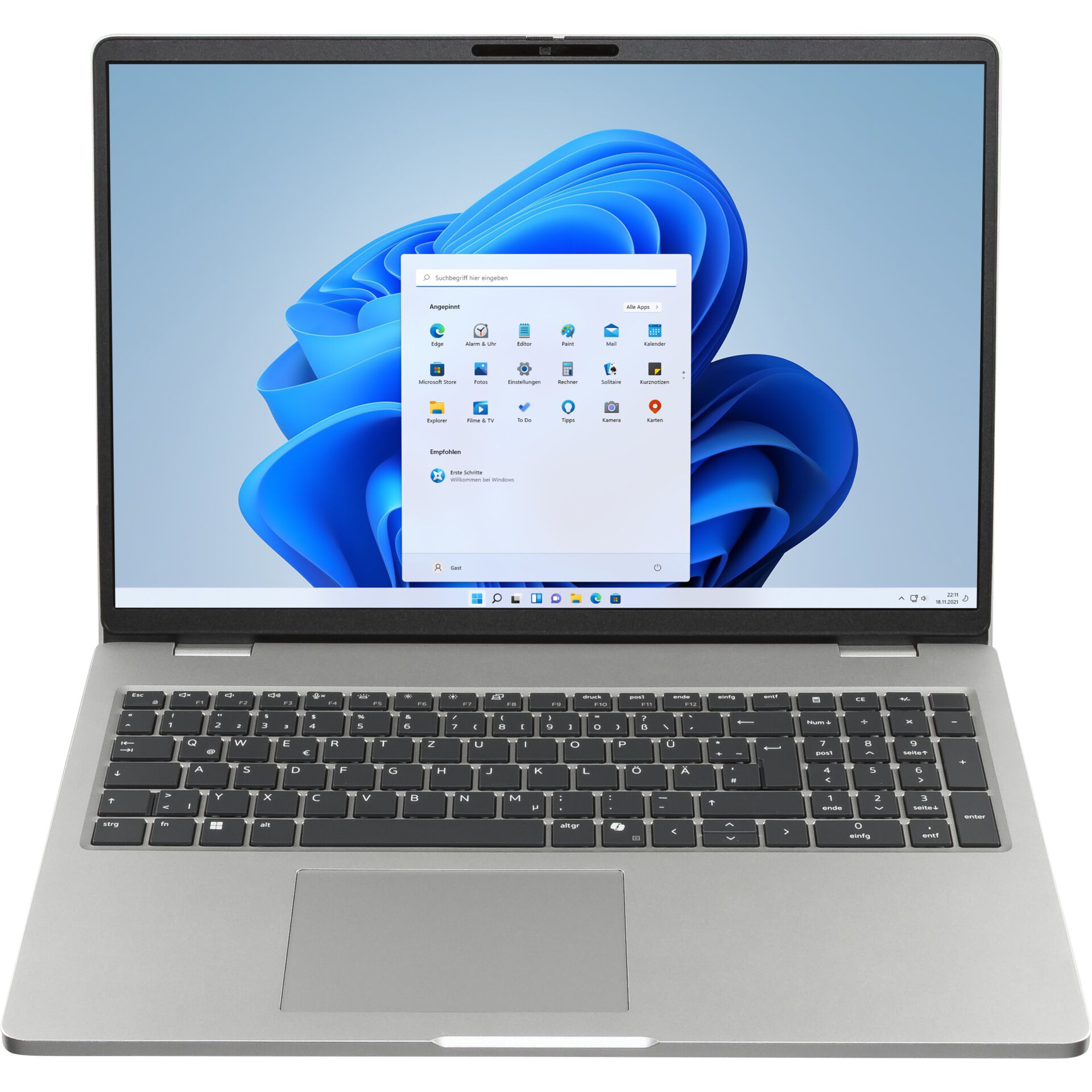 Laptop, Windows-Laptop, Ultrabook, Silber, Tastatur