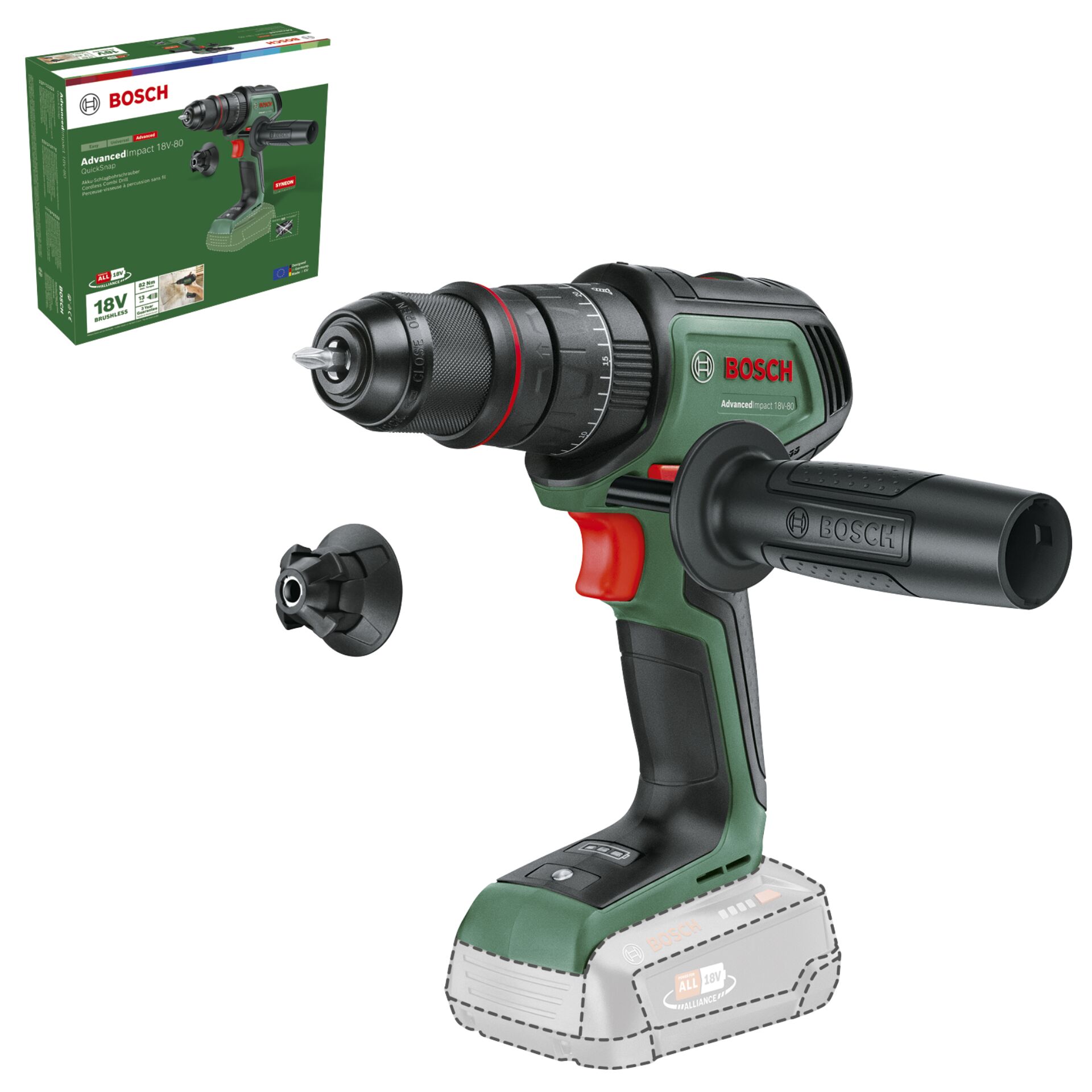 Akku-Bohrmaschine, Schlagbohrer, 18V, Bosch, Griffschale