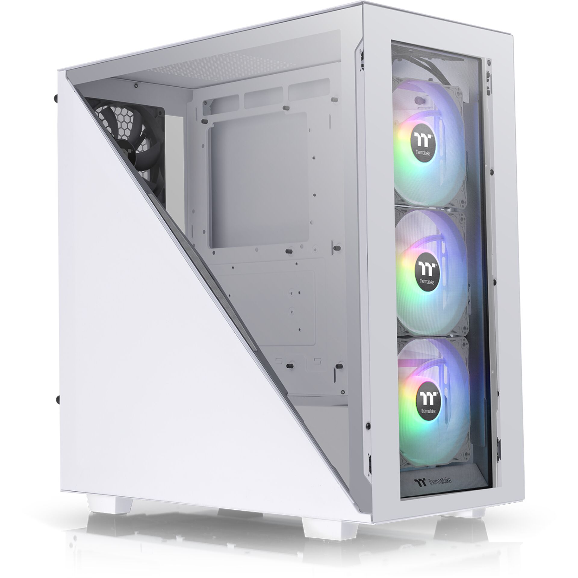 PC-Gehäuse, Midi-T-Klasse, RGB-Lüfter, Nebeneinbau, Schwarz/Weiß