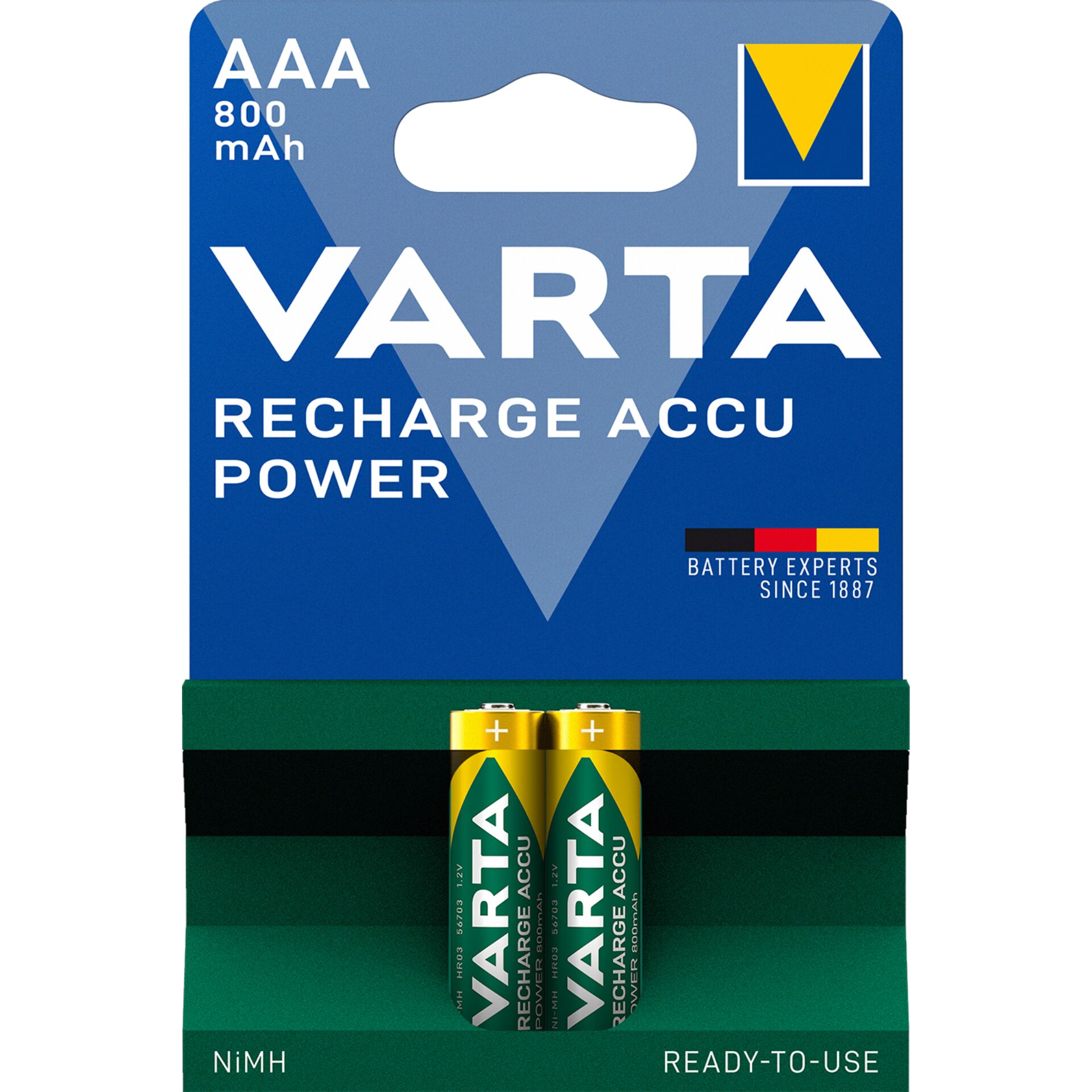 10x2 Varta Rechargeble Accu  NiMH 800 mAh Micro VPE Innenk.