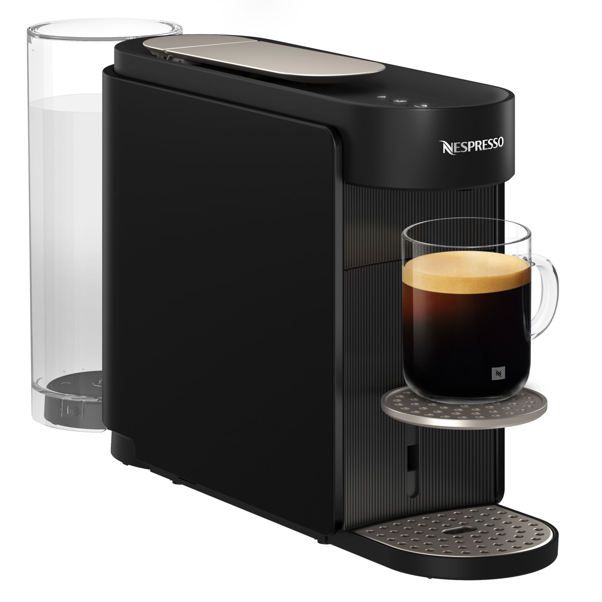 Kaffeemaschine, Kapselmaschine, Espresso, Schwarz, Tassenablage, Kaffeevollautomat, Espressomaschine, Kaffeezubereitung, Kaffeeausgabe, Kaffeepadhalter, Kaffeemaschine, Kapselmaschine, Schwarz, Milchbehälter, Espresso