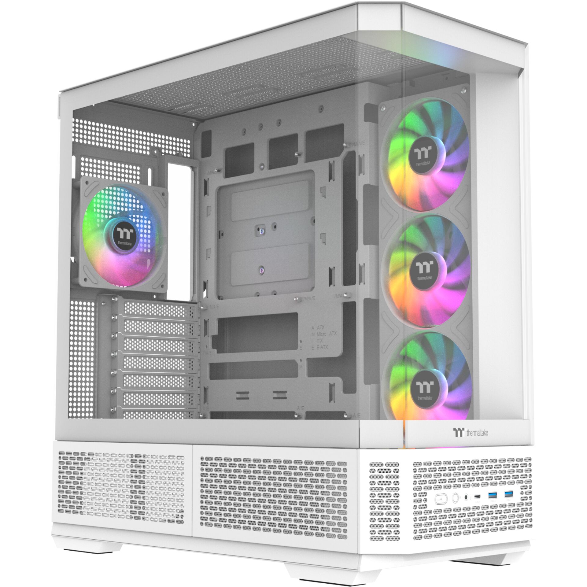 PC-Gehäuse, Mid-Tower, RGB-Lüfter, Mesh-Front, Weiß