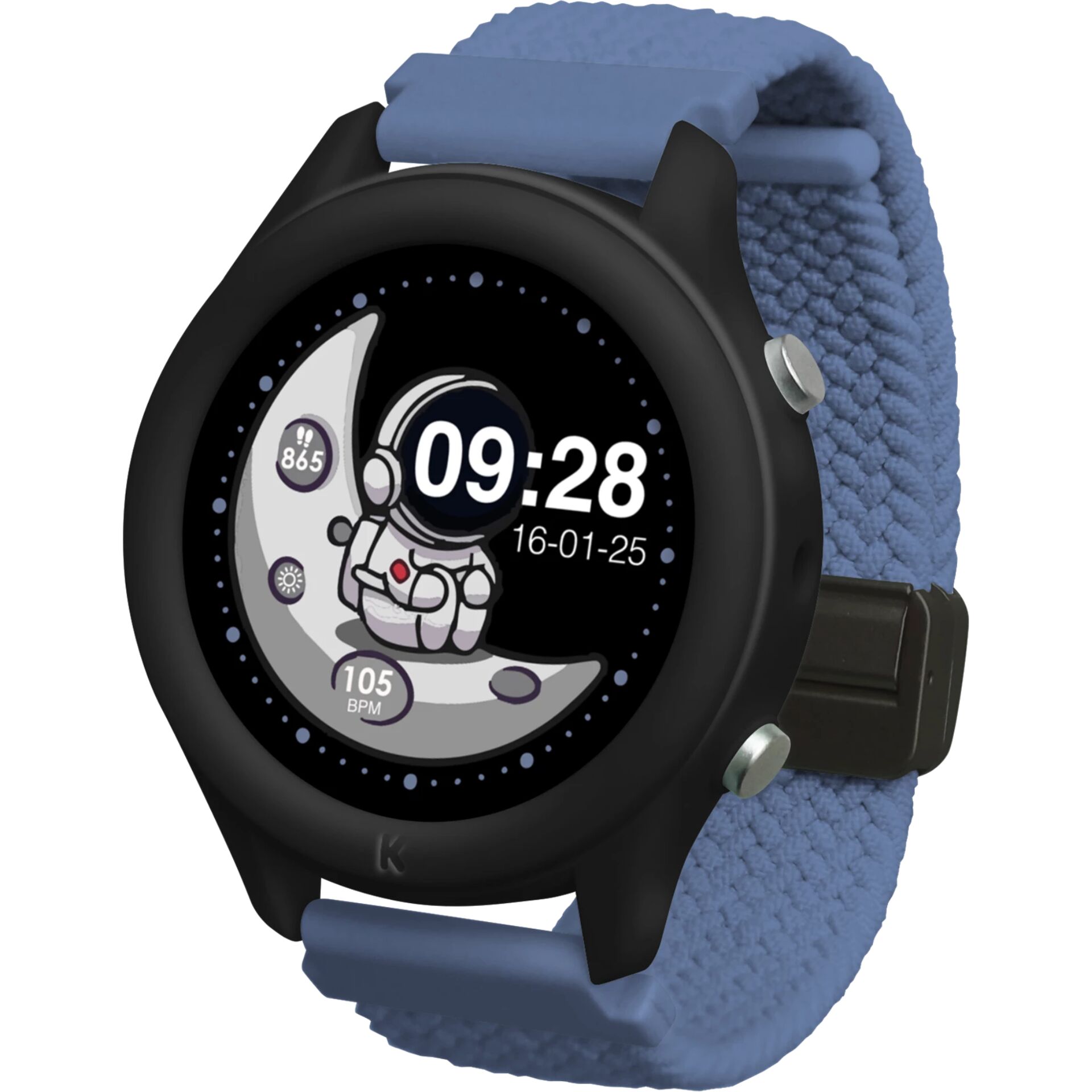 Smartwatch, Digital display, Blauer Armband, Rundwatch, Casual