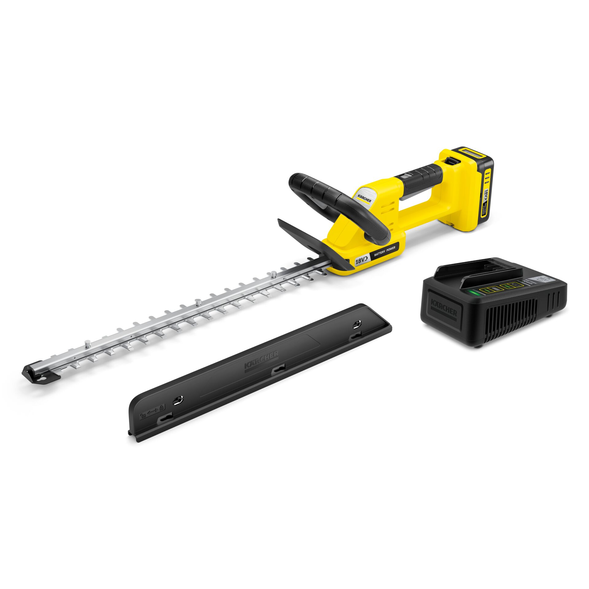 Akku-Heckenschneider, Batteriebetrieben, 18V, Achsiger/ausziehbarer Klingen, Ladegerät und Akku-Set