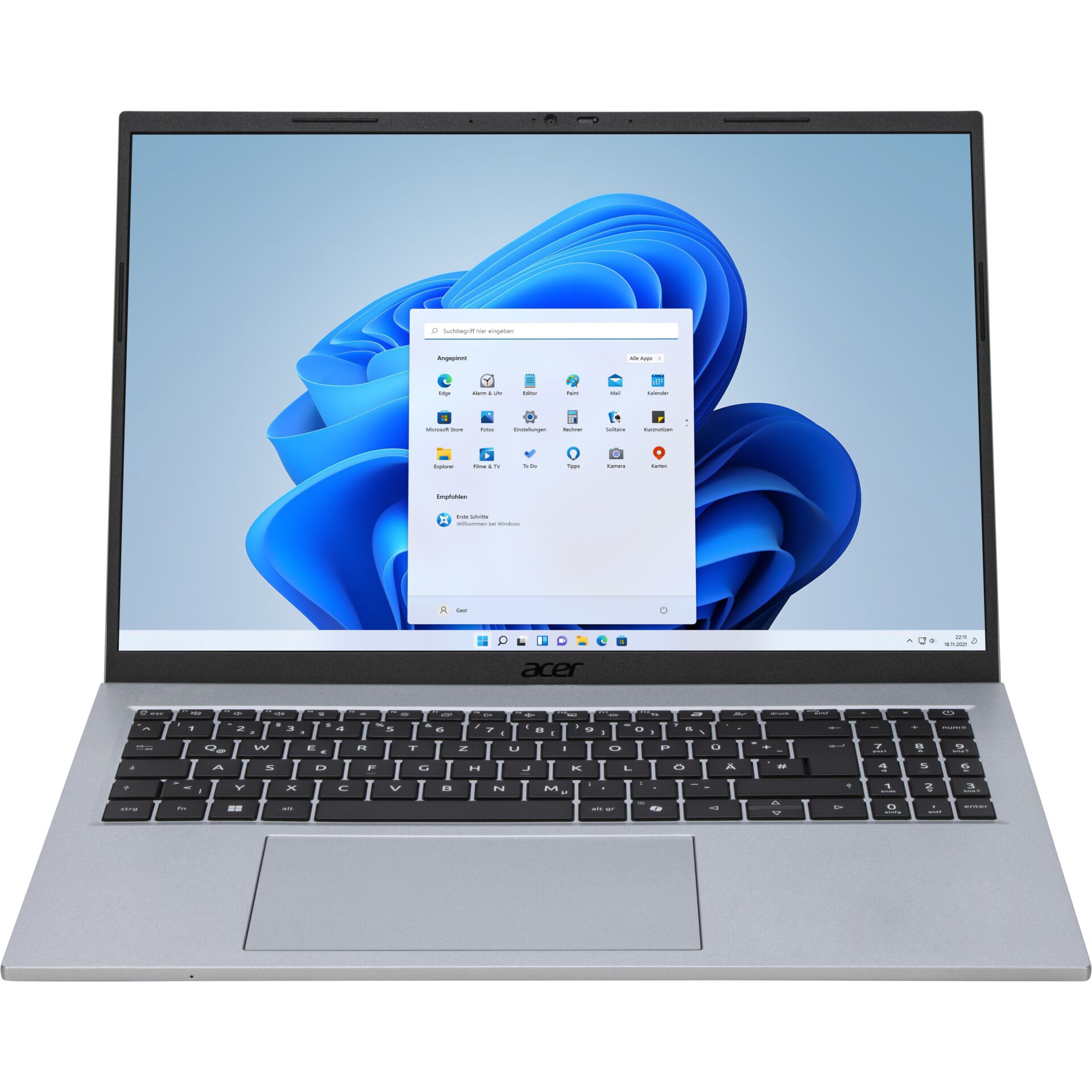 laptop, 14-Zoll, Laptop-Ansicht, Windows, Silber-Grau