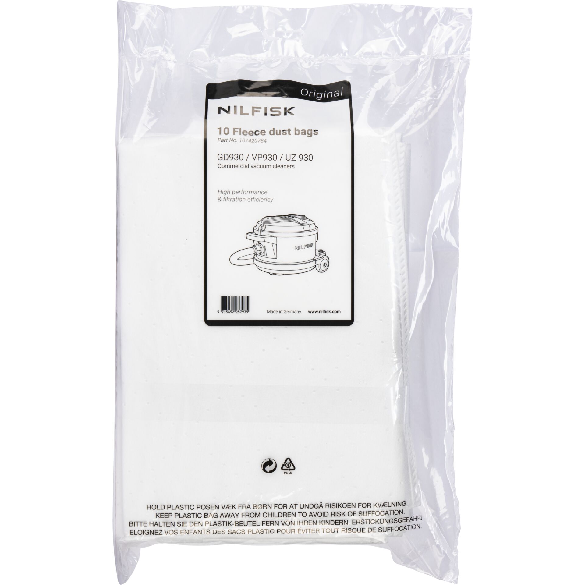 Staubbeutel, Vakuumbeutel, weiße Verpackung, Kunststoffbeutel, Nilfisk