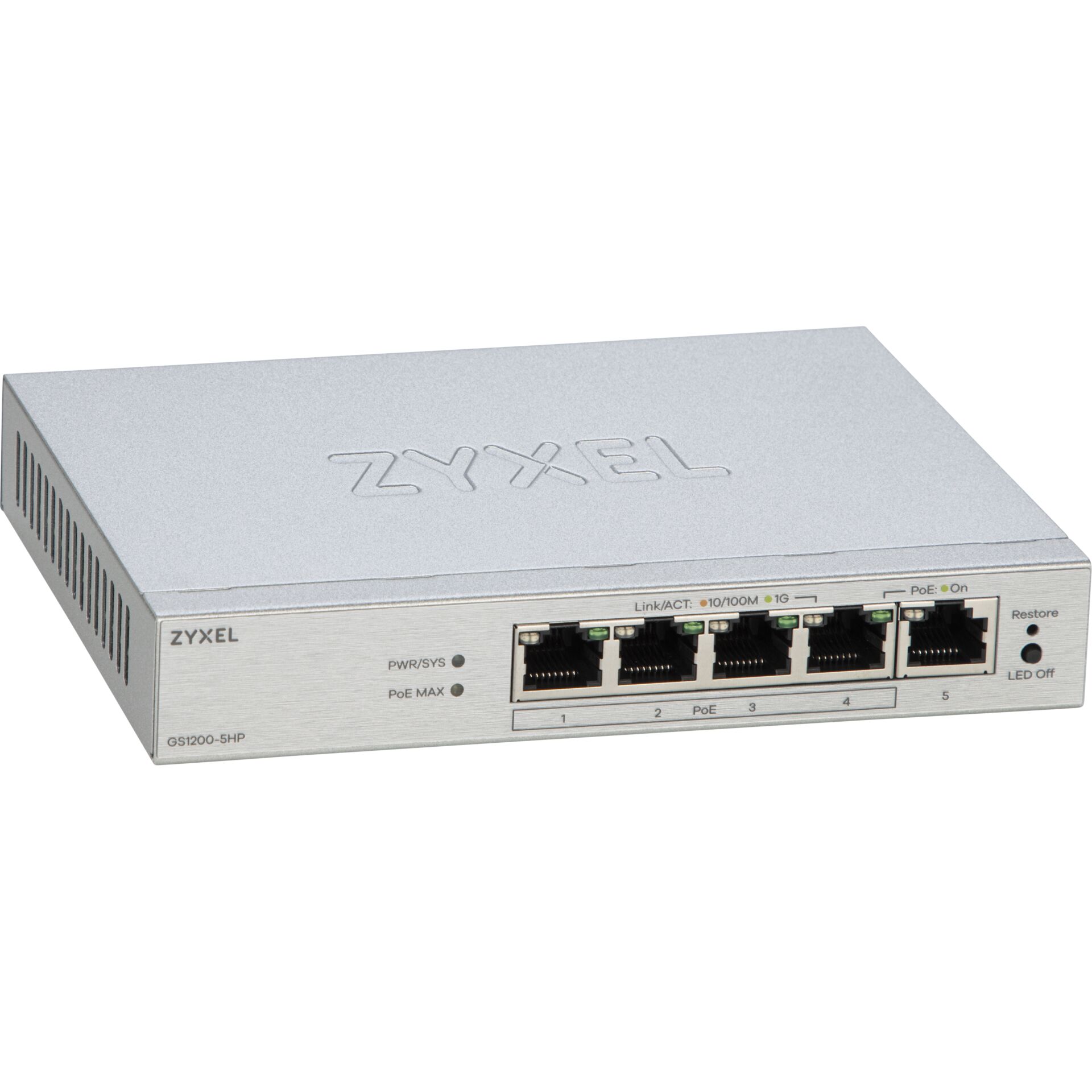 Ethernet-Switch, PoE-Switch, GS1200-5HP, 5-Port, Metallgehäuse