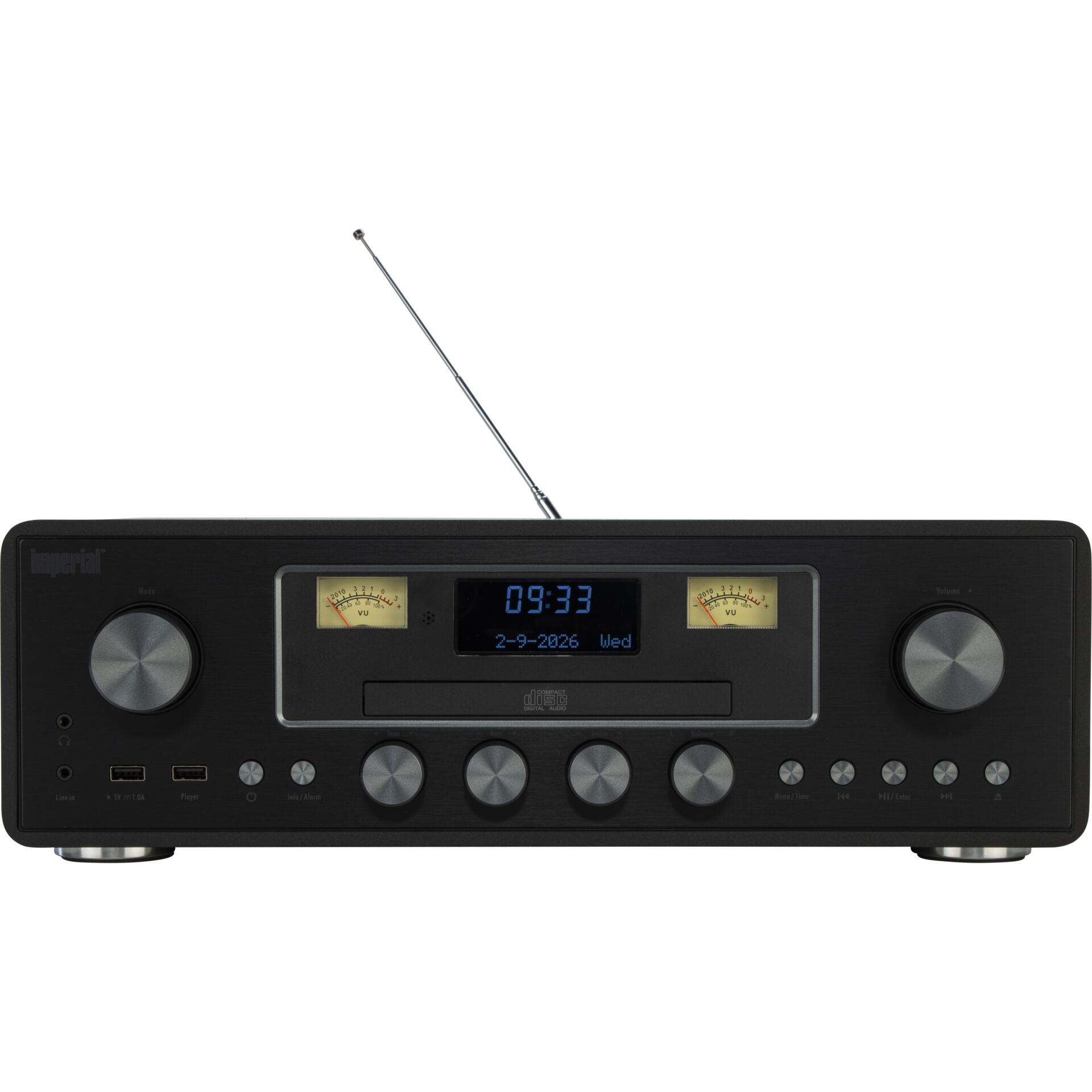 Hifi-Empfänger, Vintage-Empfänger, AM/FM-Radio, Digitaluhr, Antenne
