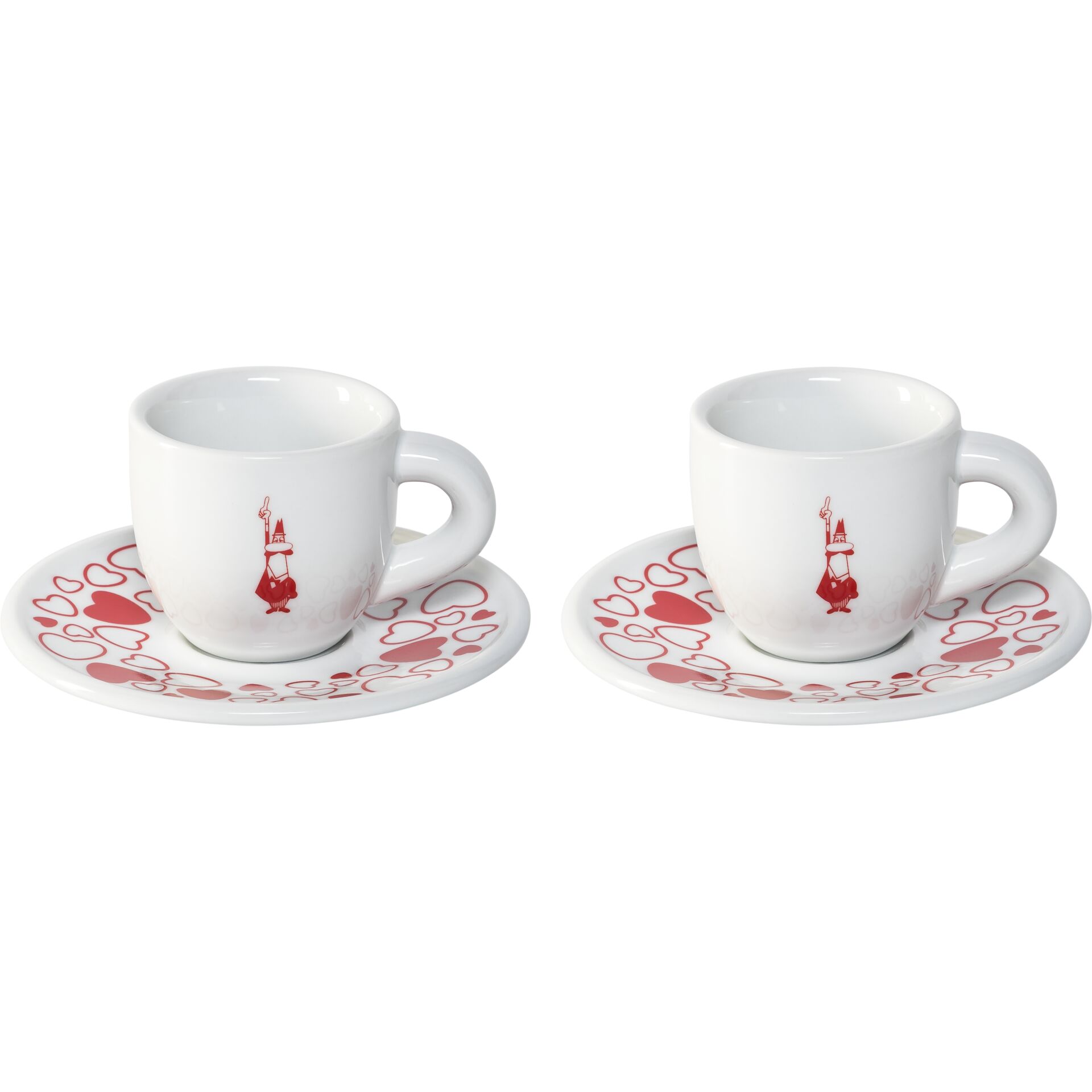 Kaffee-Set, Becher, Tassen-Set, Herz-Muster, Weißes Porzellan
