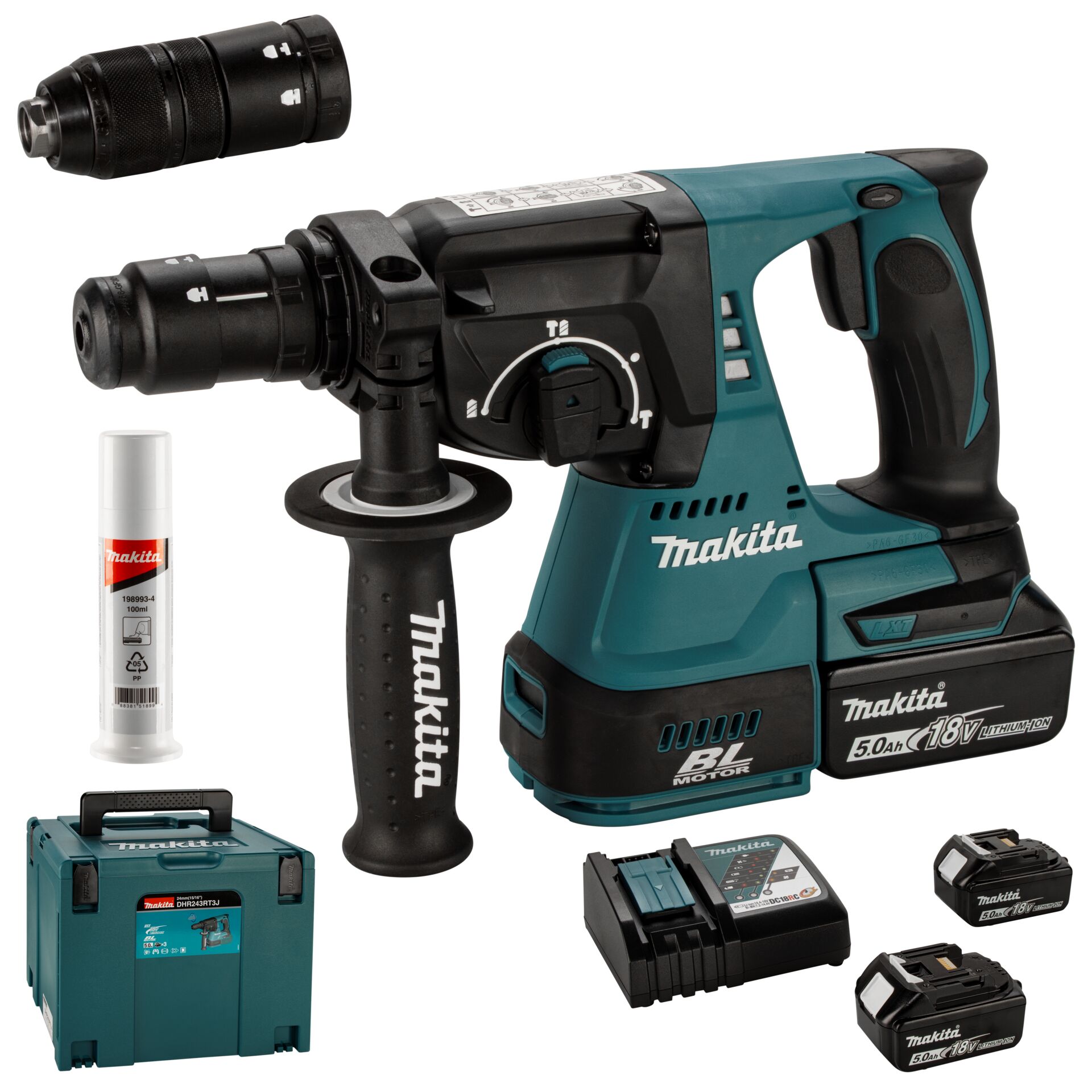 Akku-Bohrhammer, Kombihammer, Makita, Lithium-Ionen 16V, Zubehörset