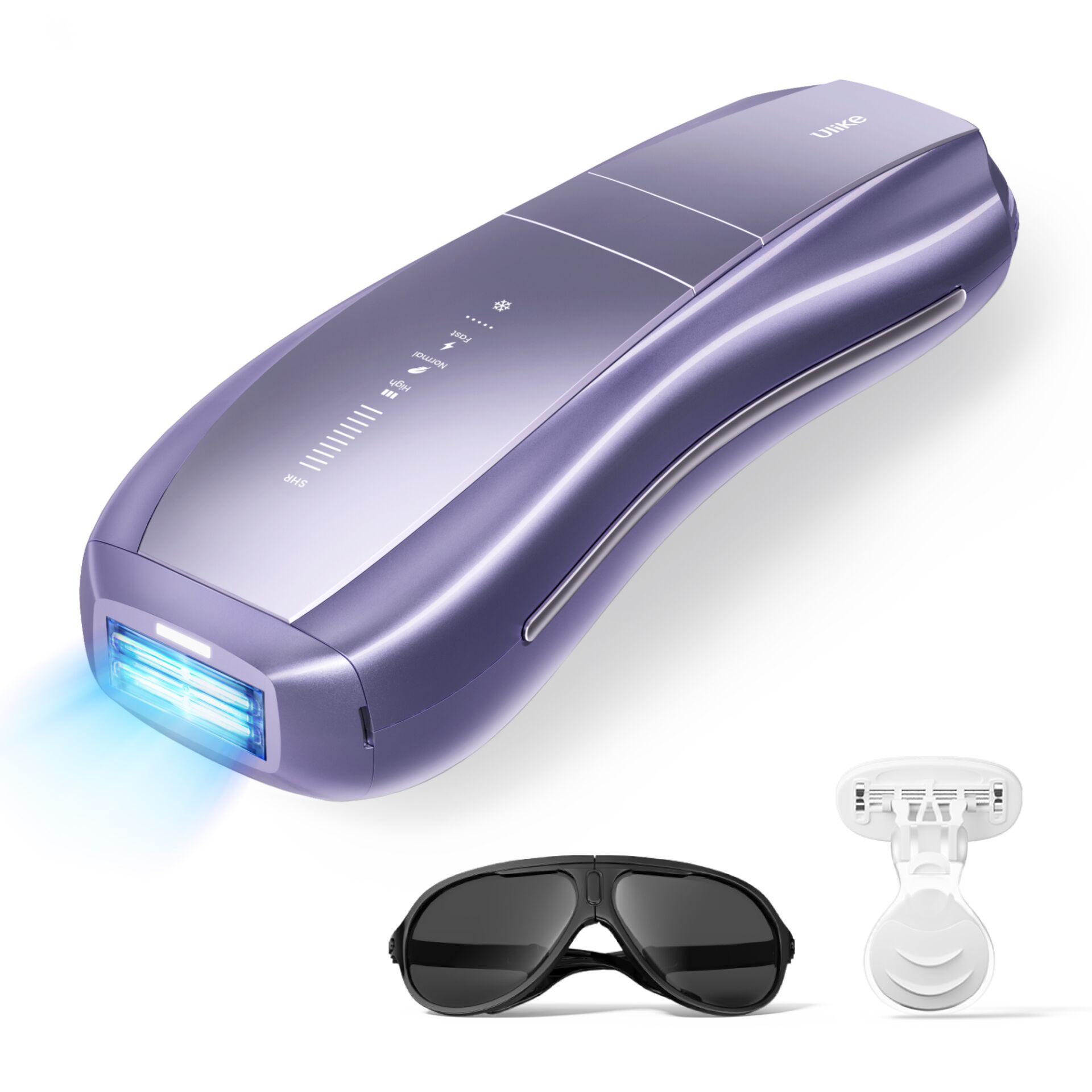 Haarentferner, IPL-Gerät, Violetter Schalter, Sonnenbrille, Kopierschutz-Clip