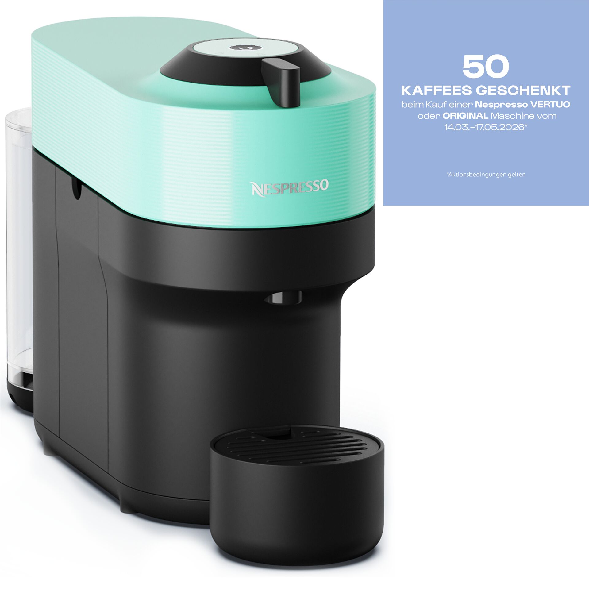 Pokal, Kaffeemaschine, Nespresso, Kapselmaschine, Mintgrün, Abtropfschale, Kaffeemaschine, Kapselmaschine, Nespresso, Mintgrün, Kapselsystem