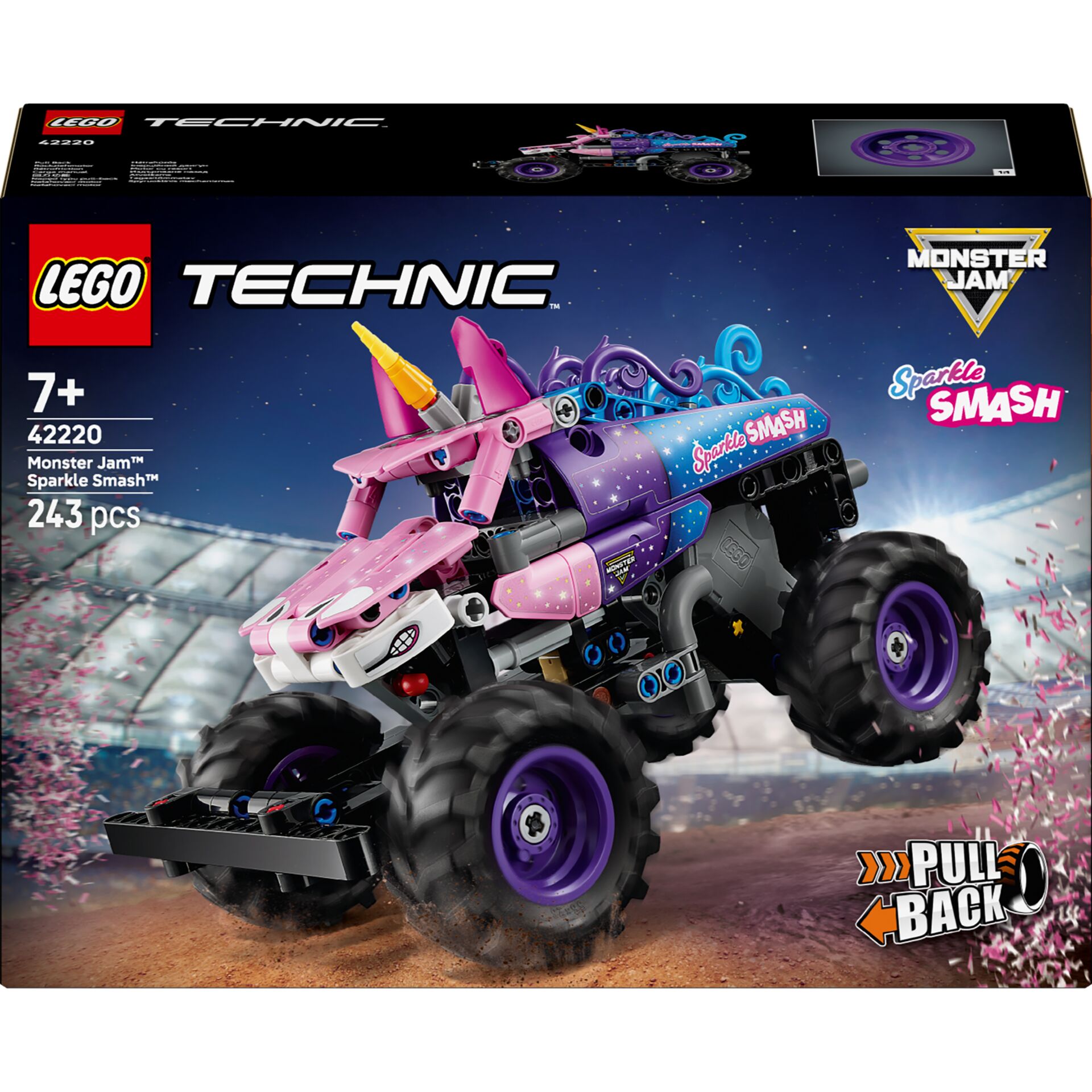 Monster Jam, Sparkle Smash, RC Monster Truck, 4x4 wheels, Pink purple
