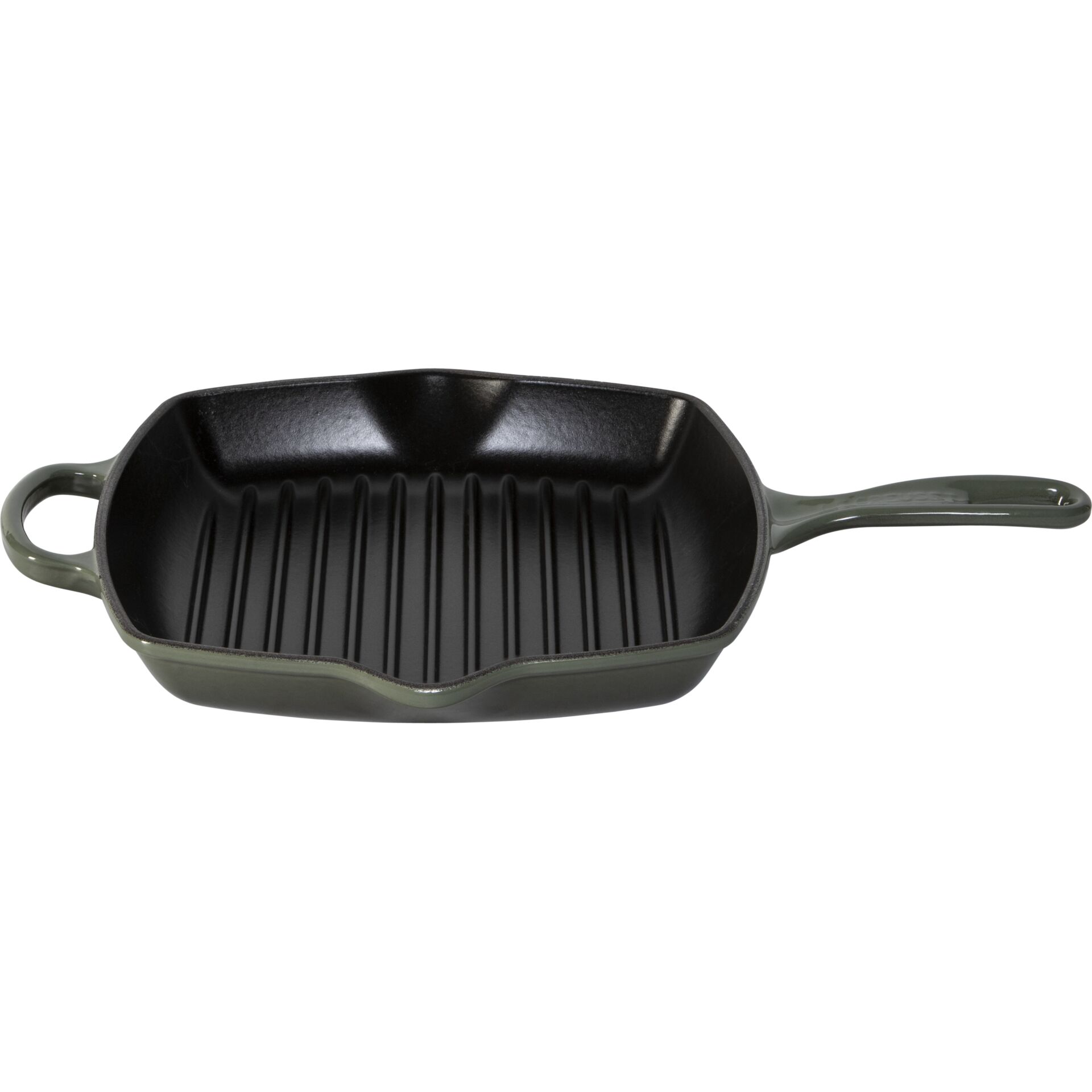 Bratpfanne, Grillpfanne, Gussstahl, Grün, Rillenboden