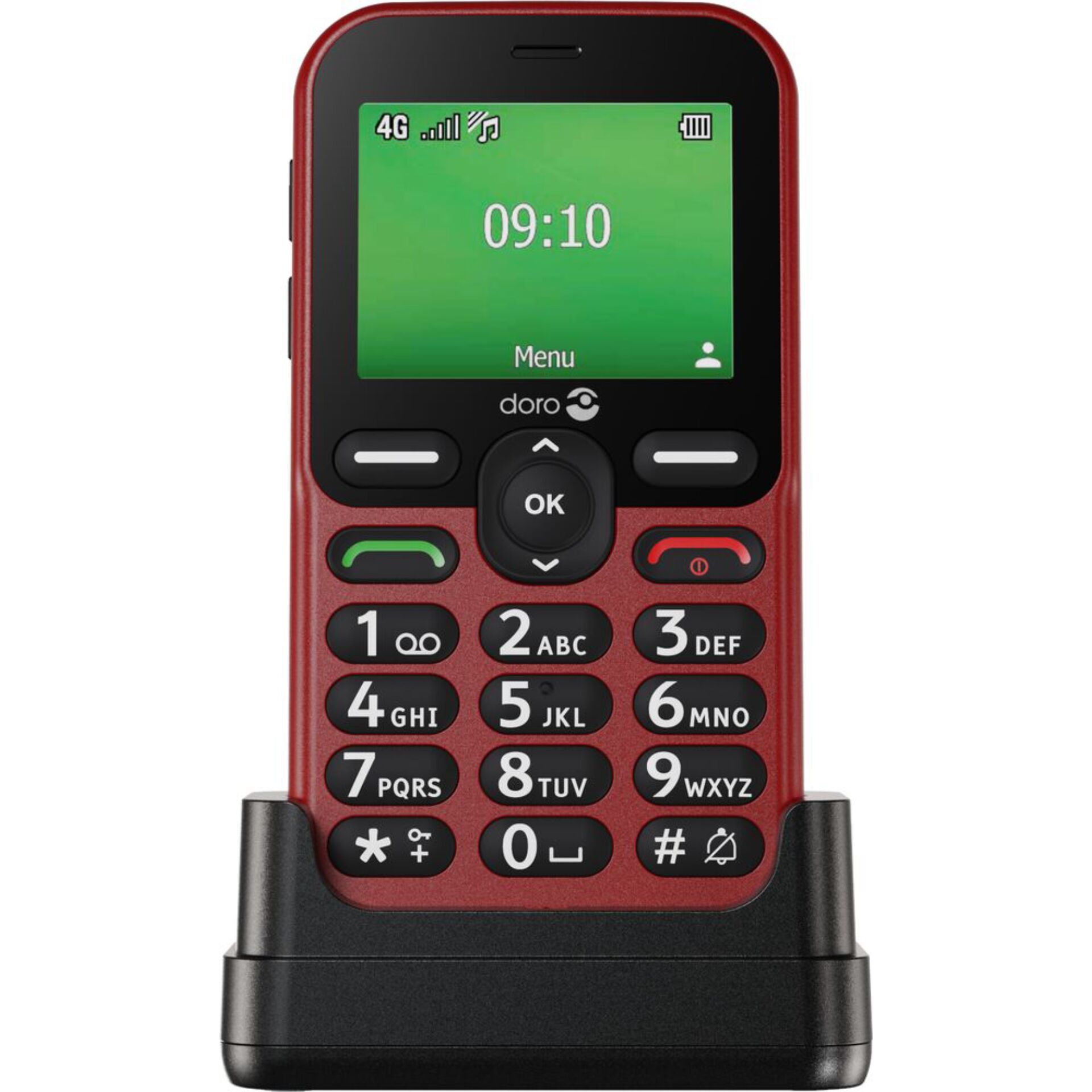 feature-telefon, rot, physischer-tastenblock, quad-band, Lade-Dock