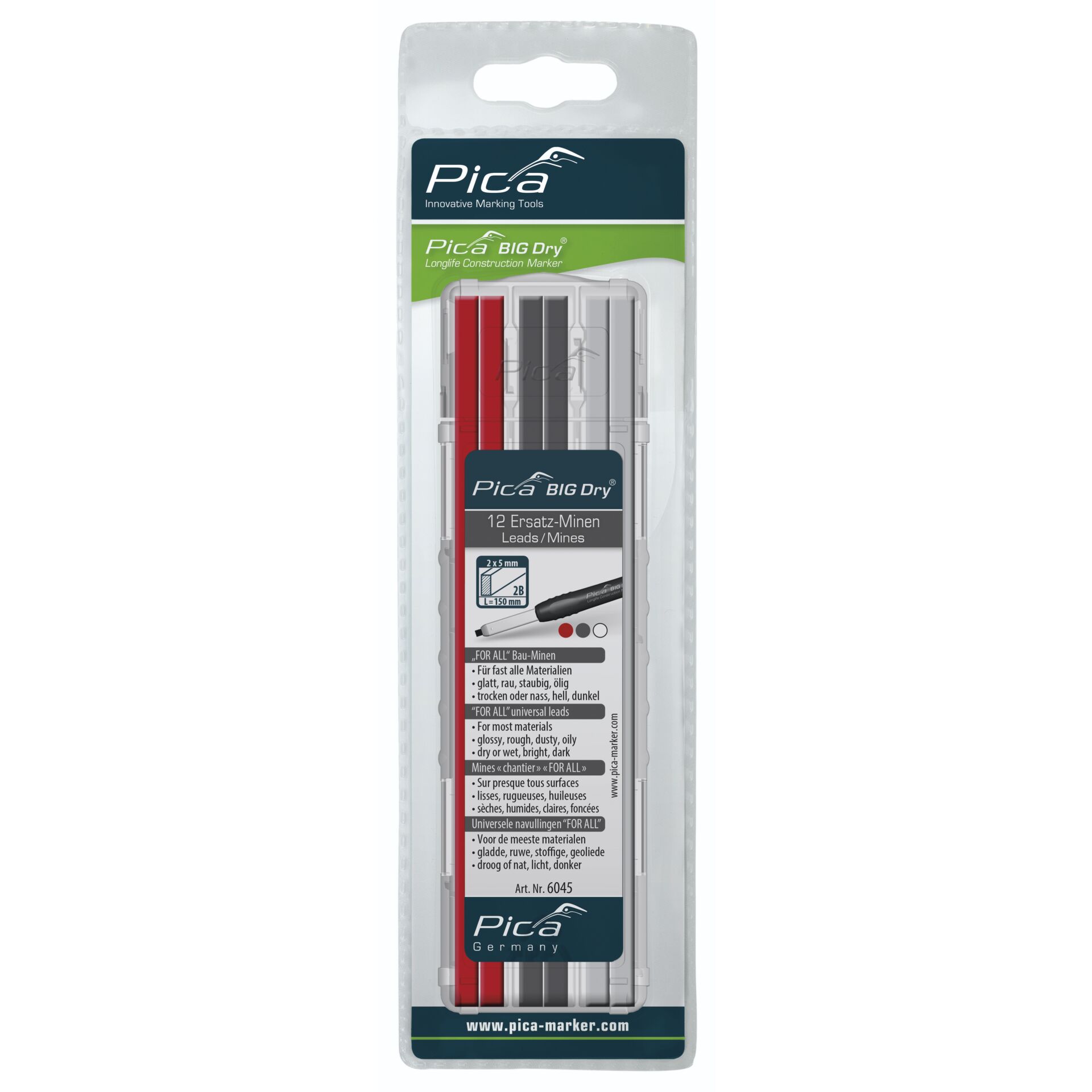 Pica BIG DRY Minen-Set FOR ALL  Rot/Graphit/Weiss - SB