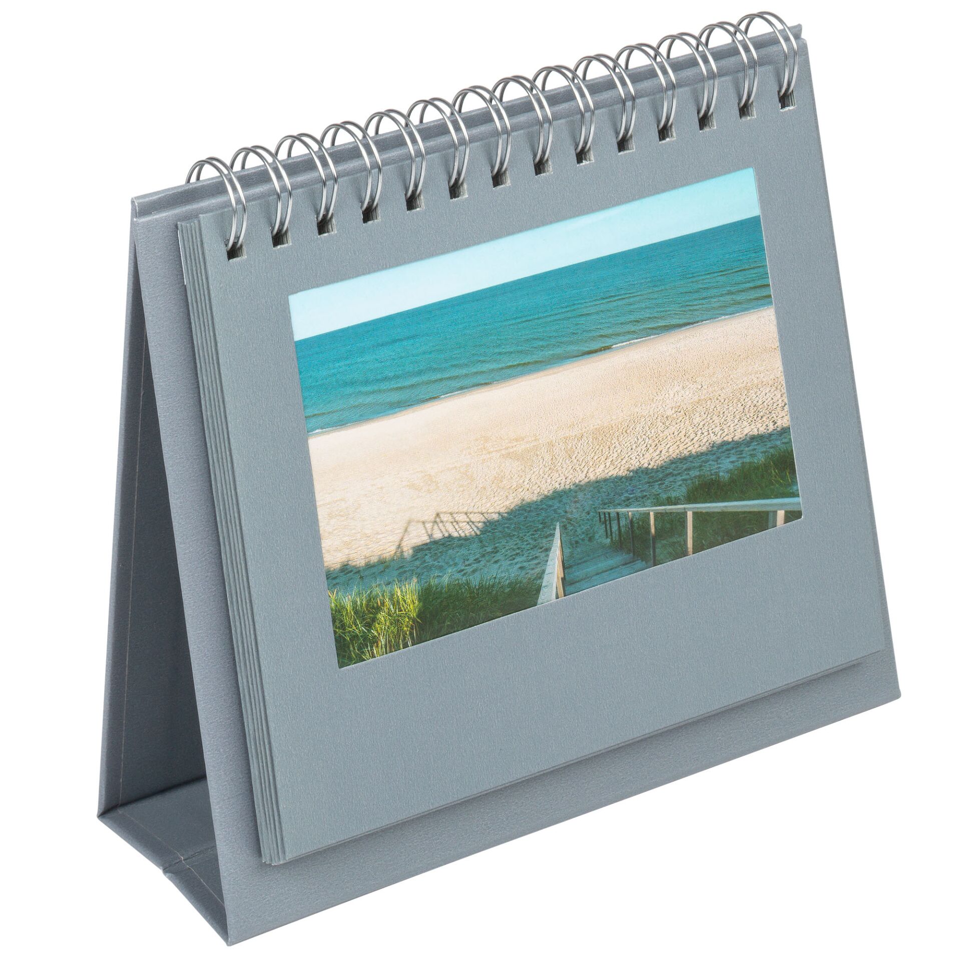Tafelaufsteller, Spirale gebunden, Fotografierrahmen, Strandszene, Schreibtischzubehör