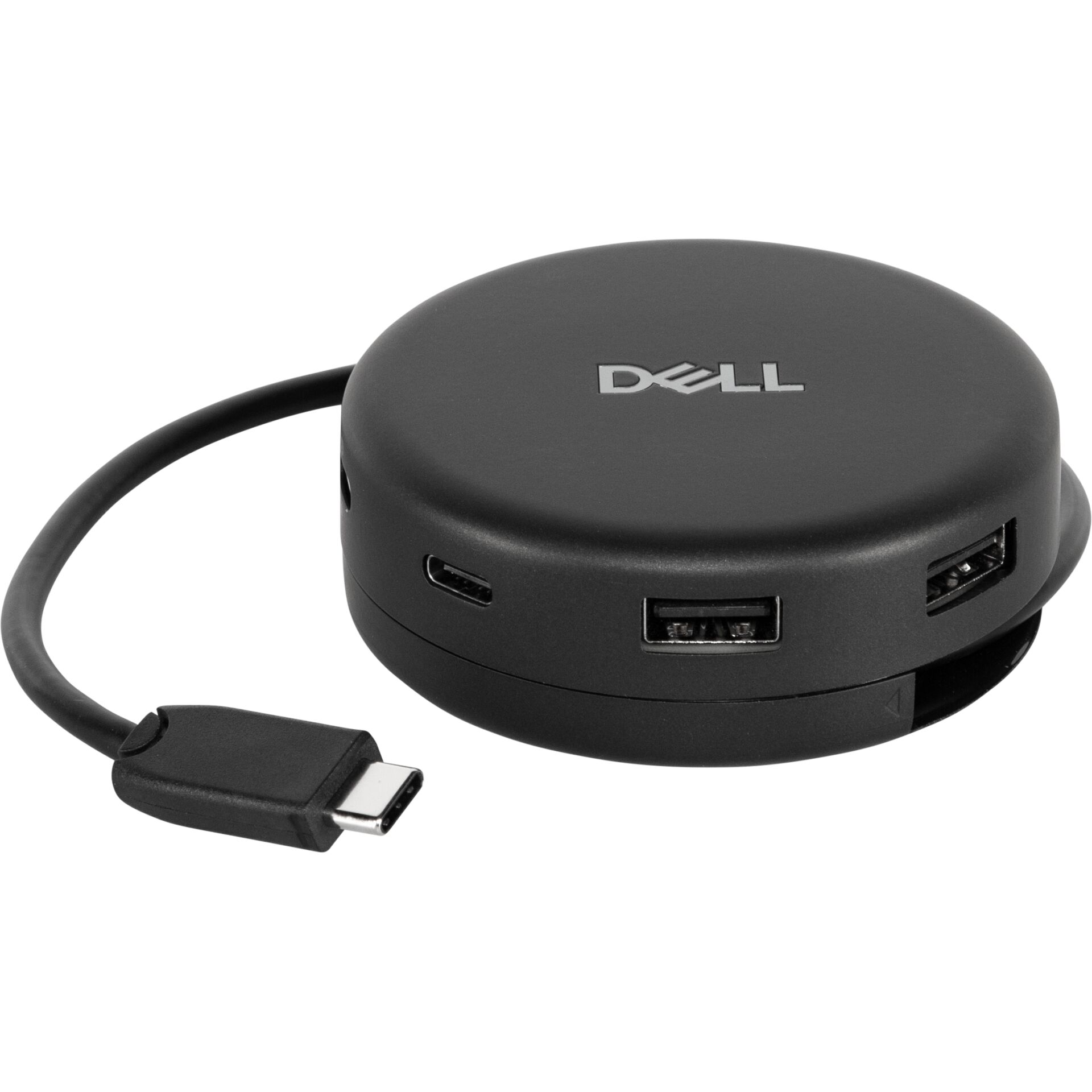 USB-C Hub, Hubs, Dell, Adapter, Runder schwarzer, USB-C-Hub, HDMI-Anschluss, USB-A-Anschluss, Dell-Hub, runder Adapter