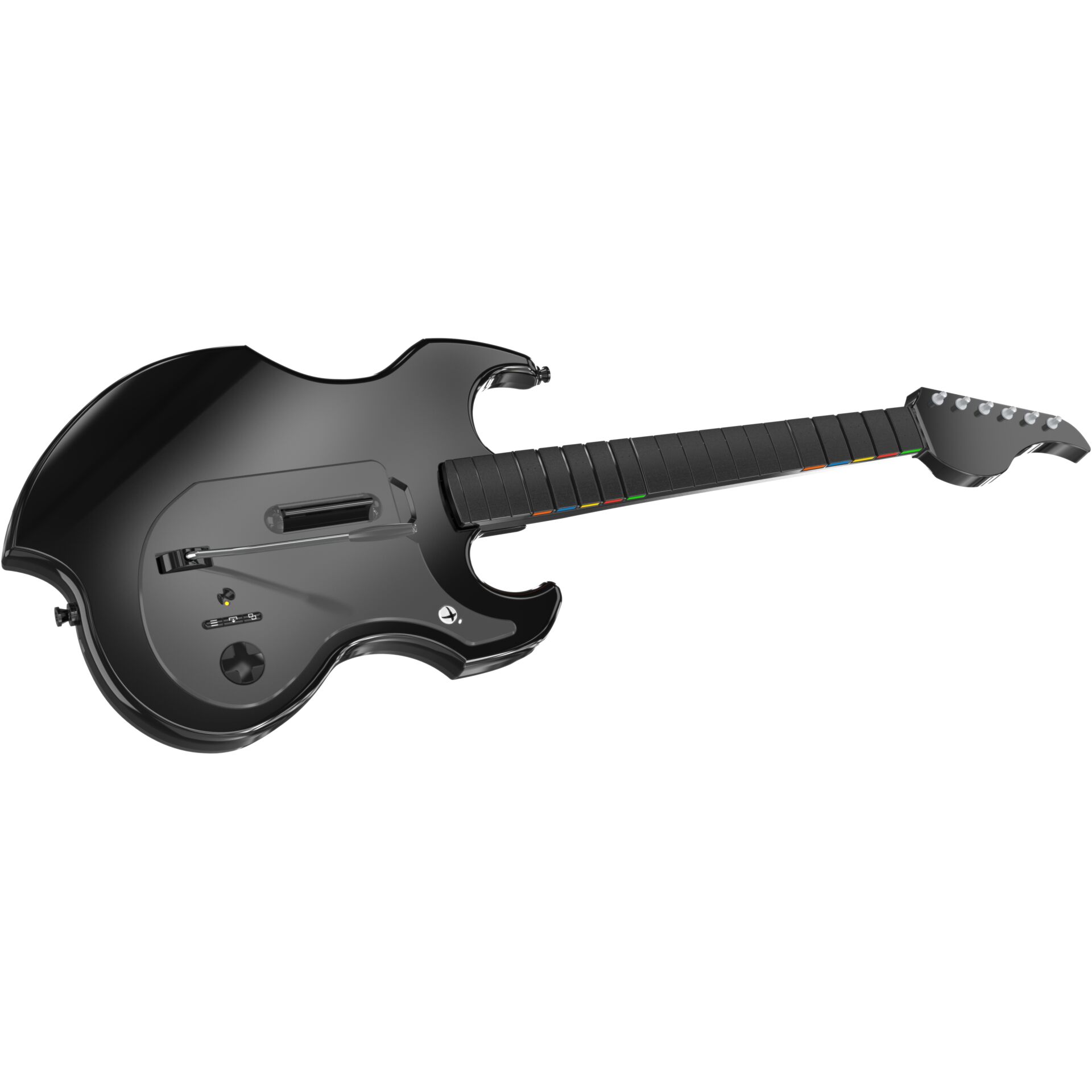 E-Gitarre, Schwarz, Elektrogitarre, Korpusform, Griffbrett mit Farben
