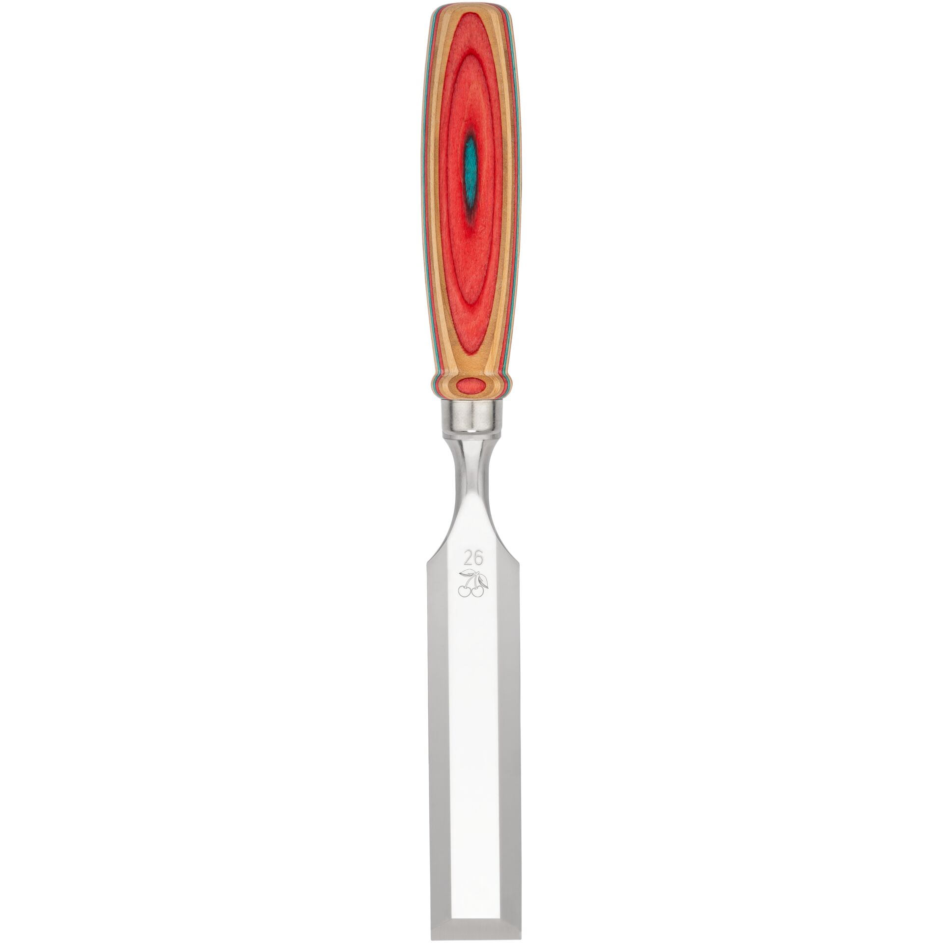 Filetmesser, Edelstahl, rechteckige Klinge, bunter Holzgriff, 26 cm