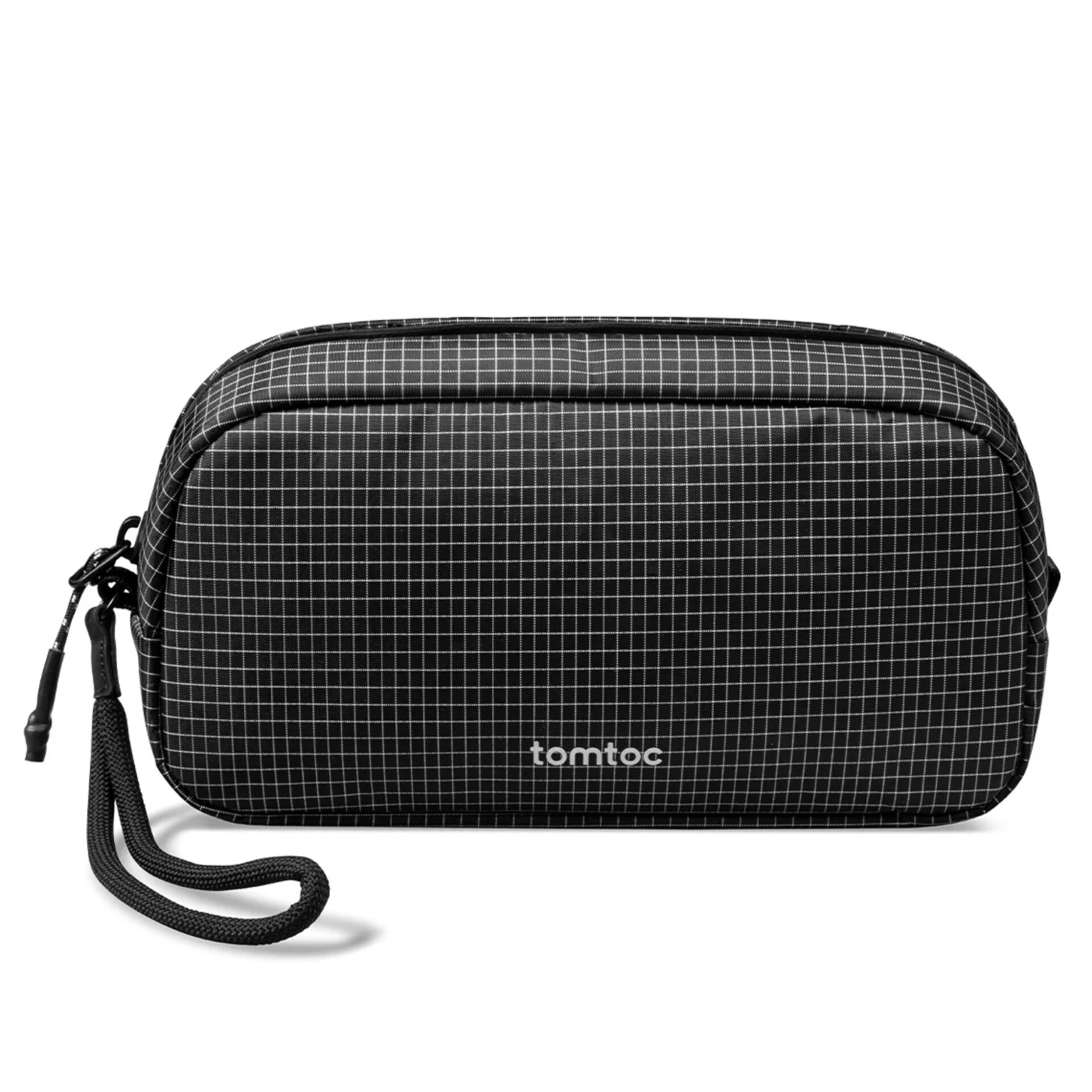 Kosmetiktasche, Beutel, Gittermuster, Schwarz, Reißverschluss