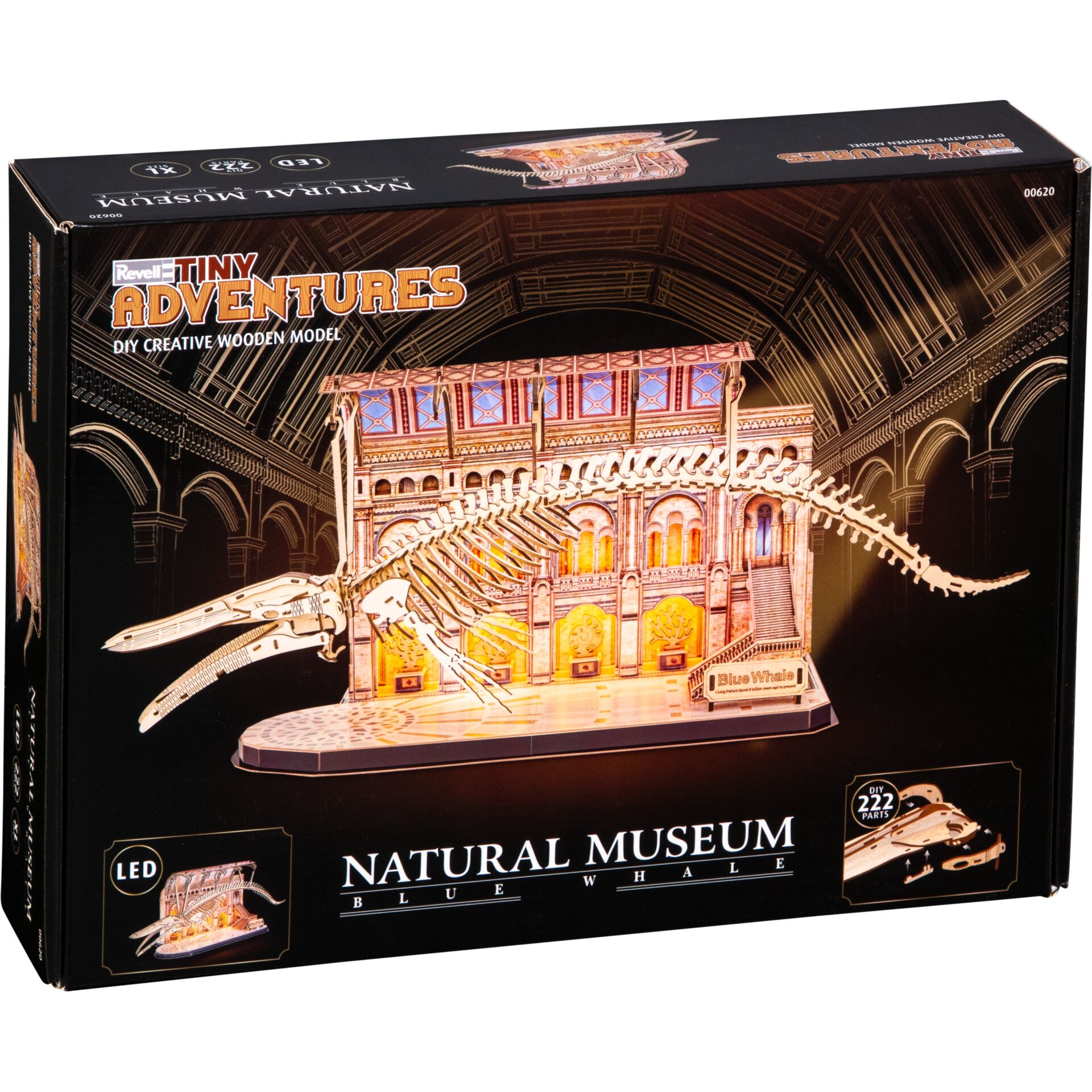 Natürliches Museum, Blauwal, DIY-Modell, LED, Holzpuzzle
