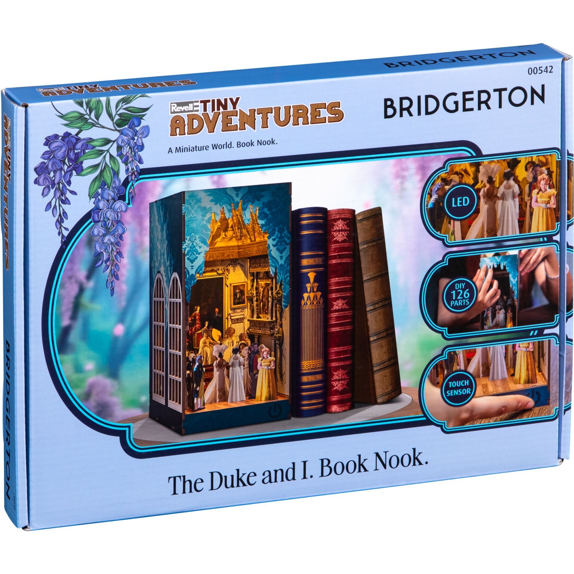 Miniature-Buchregal, Bücher-Set, Kleine-Abenteuer, LED-Anzeige, Bridgerton