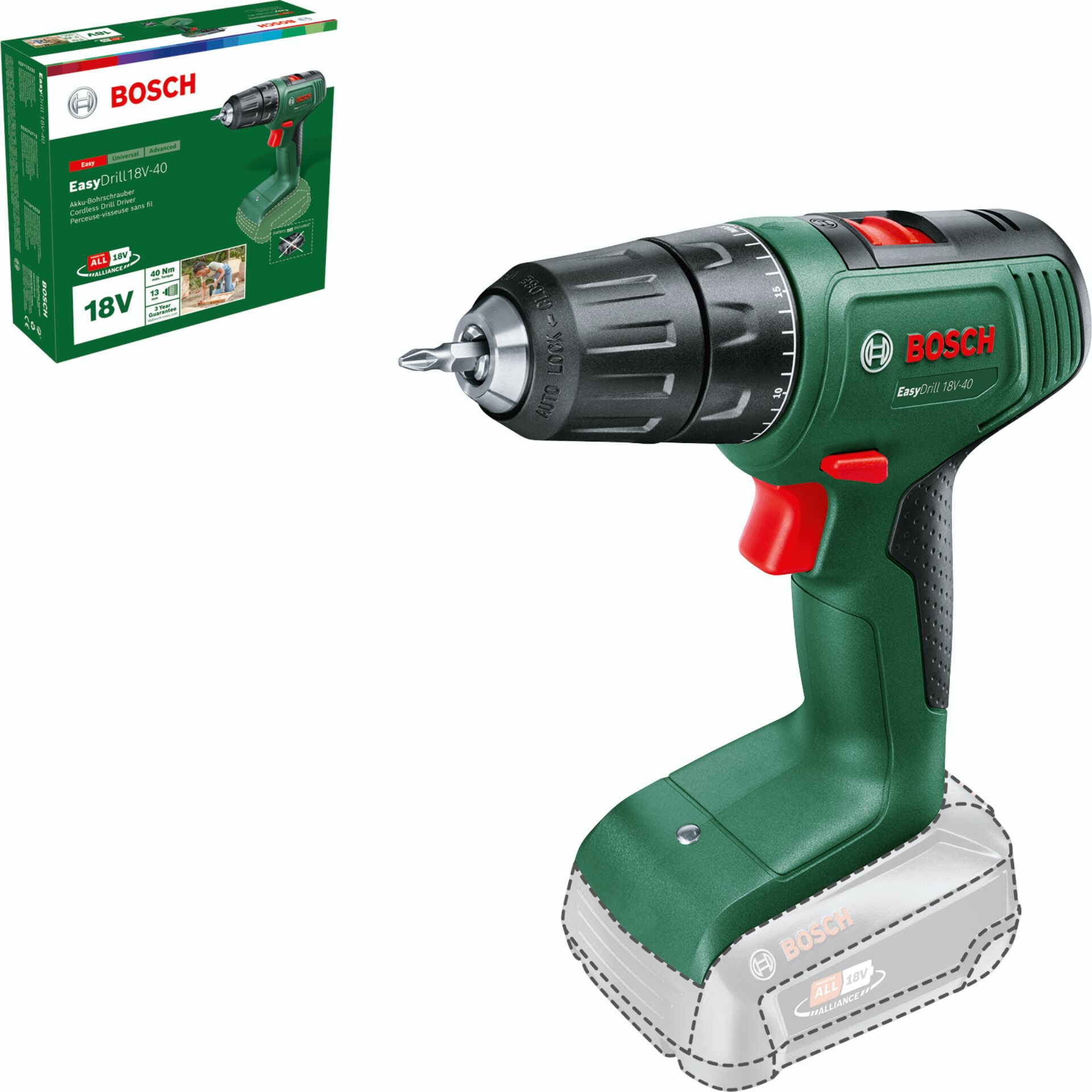 Schraubendreher, Akkuschrauber, 18V, Grün, Koffer/Box
