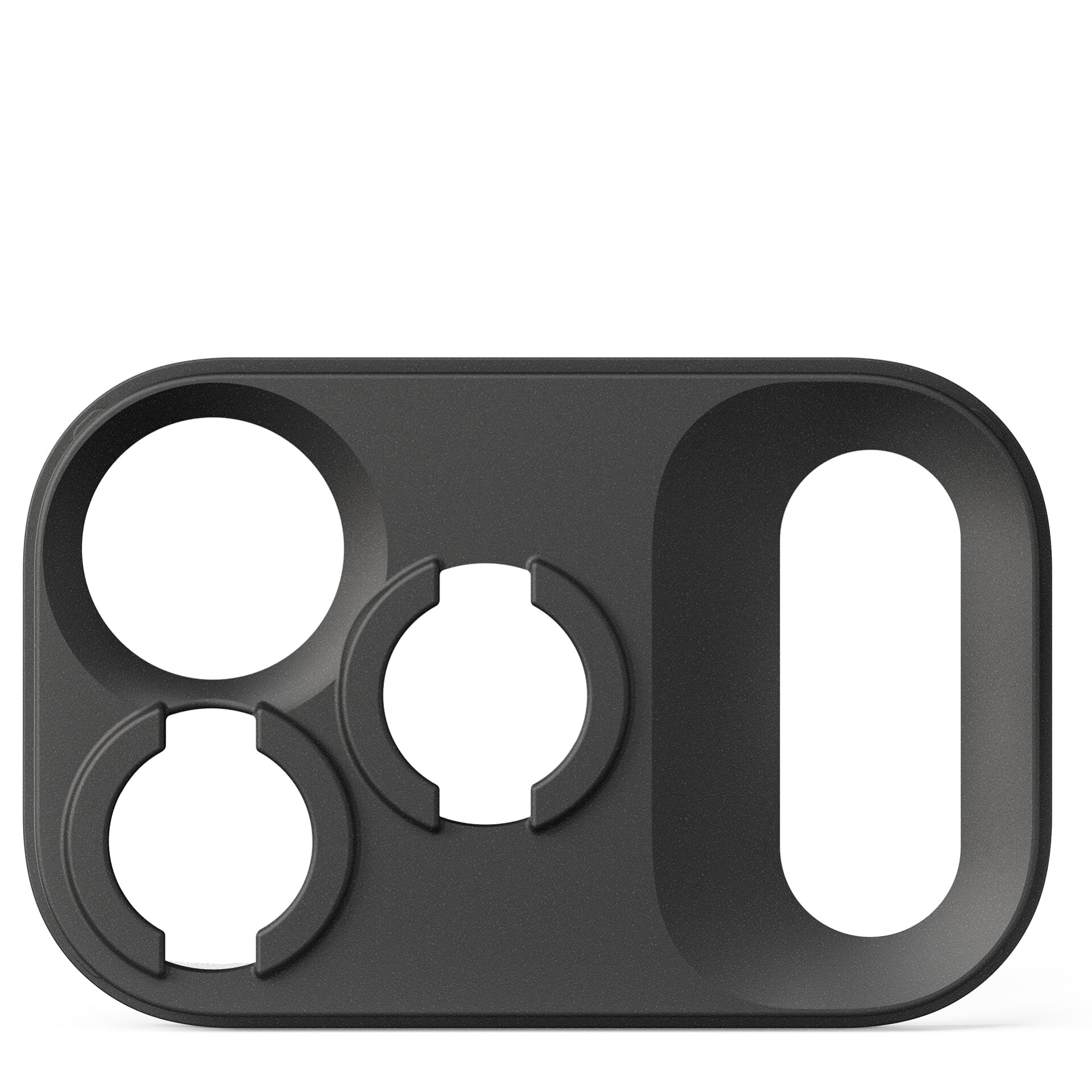 Schutzhülle, Kameraausschnitt, Löcher für Objektive, Gehäuse aus Kunststoff, rund-oval Form