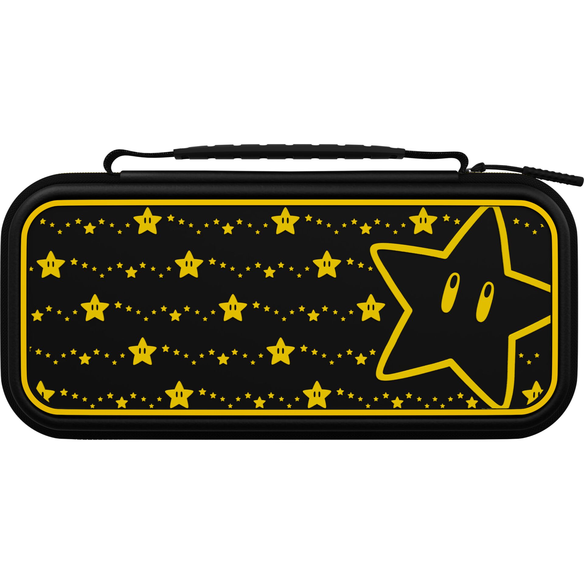 Schultertasche, Stifttasche, Sternenmuster, Schwarz-Gelb, Reißverschluss