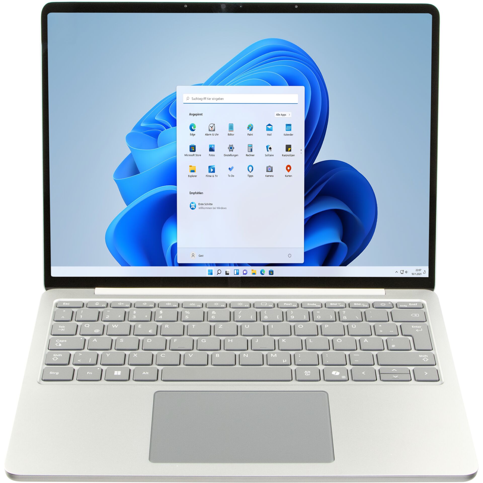 laptop, silber, Tastatur, Touchpad, Display